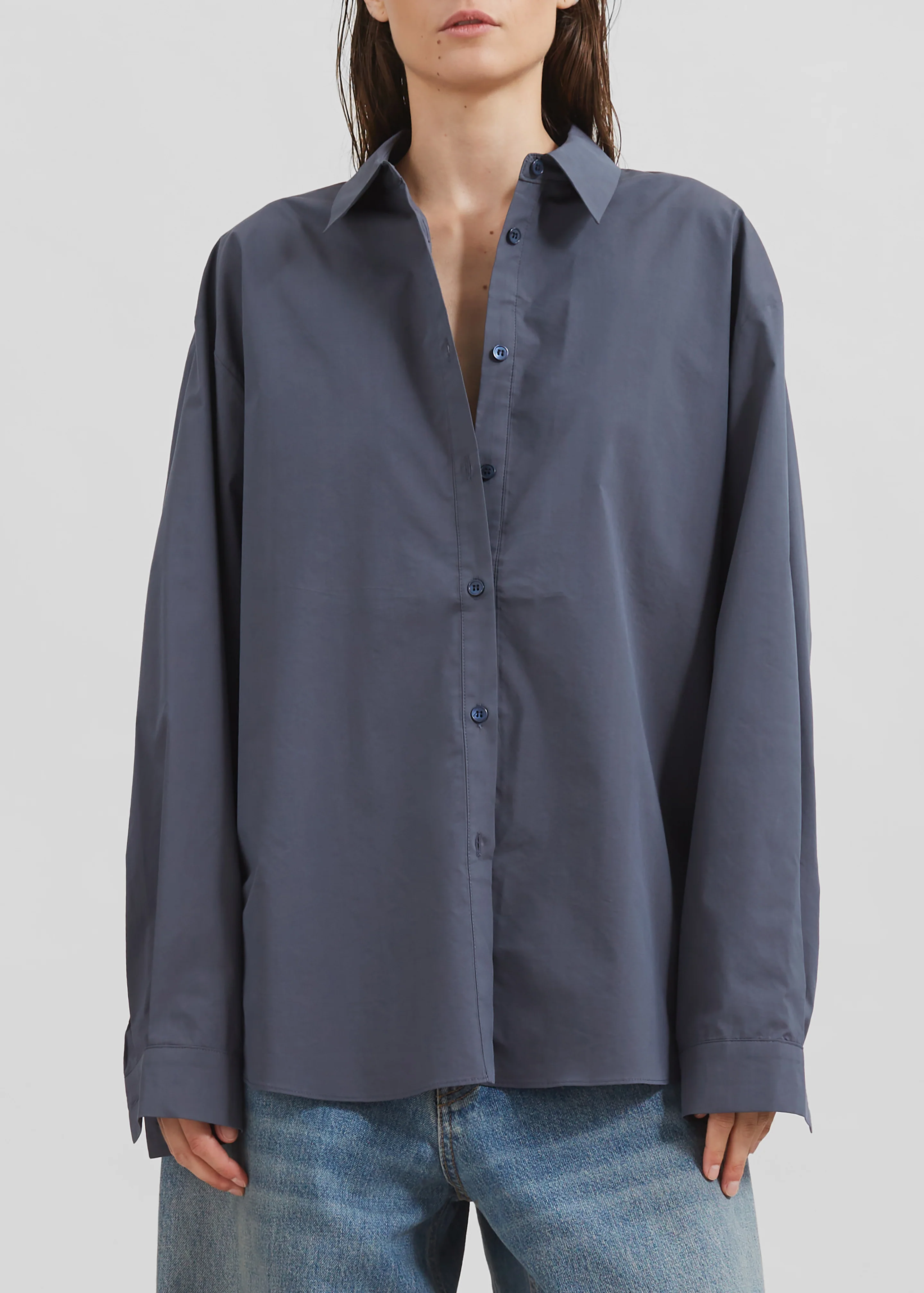 Kae Back Slit Button Up Shirt - Charcoal - Image 5