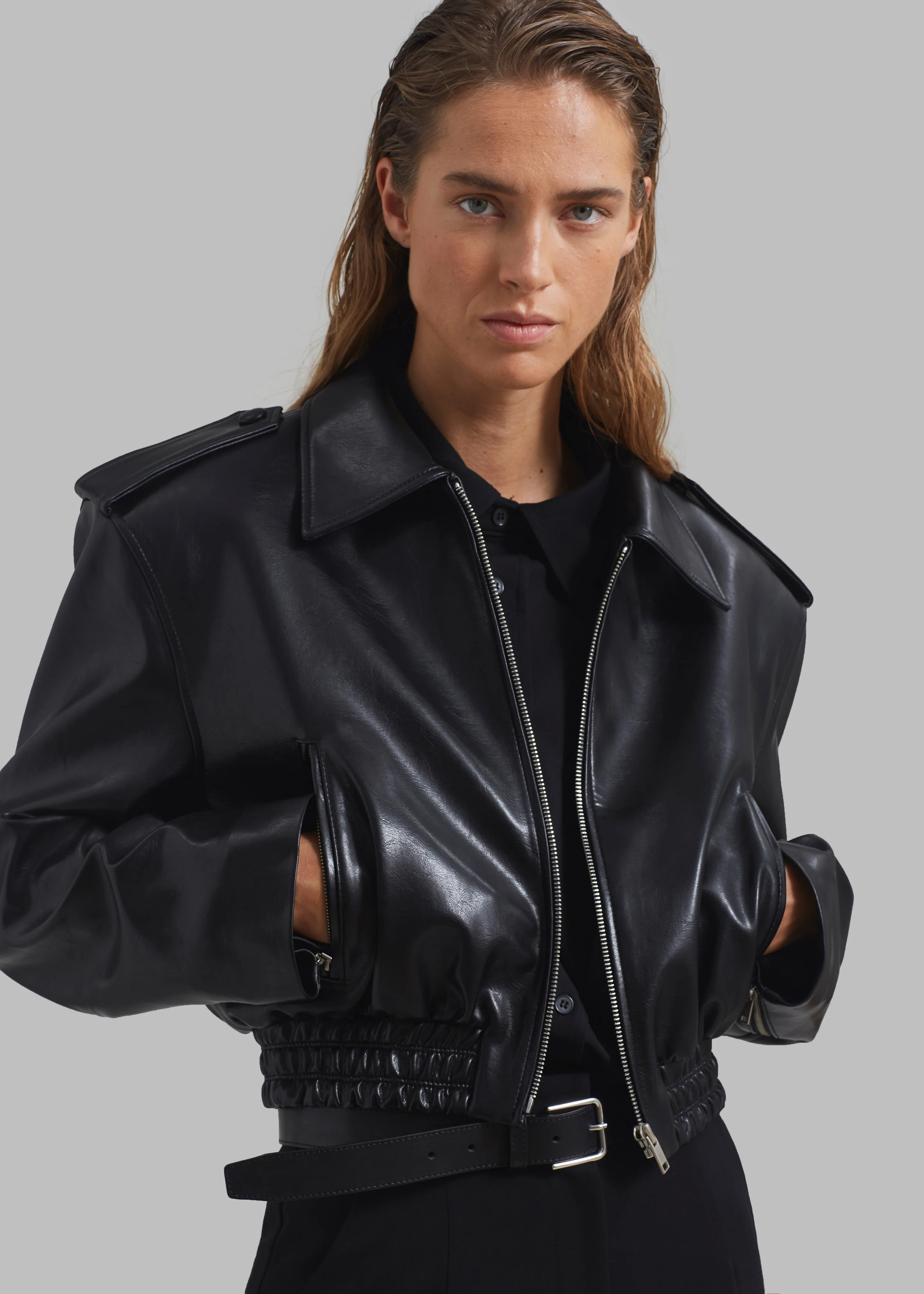 Kaia Cropped Bomber - Black - Image 6