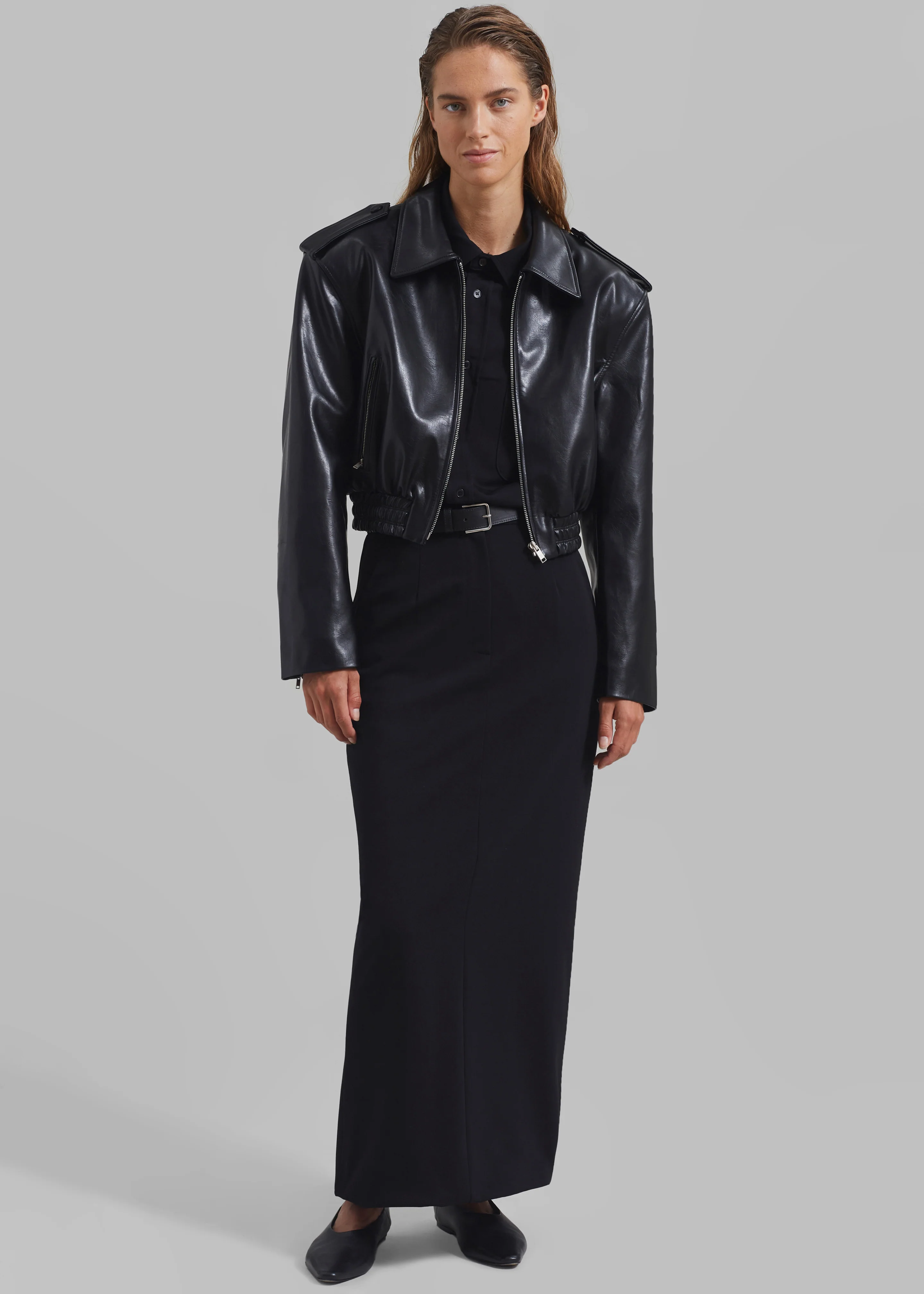 Kaia Cropped Bomber - Black - Image 7