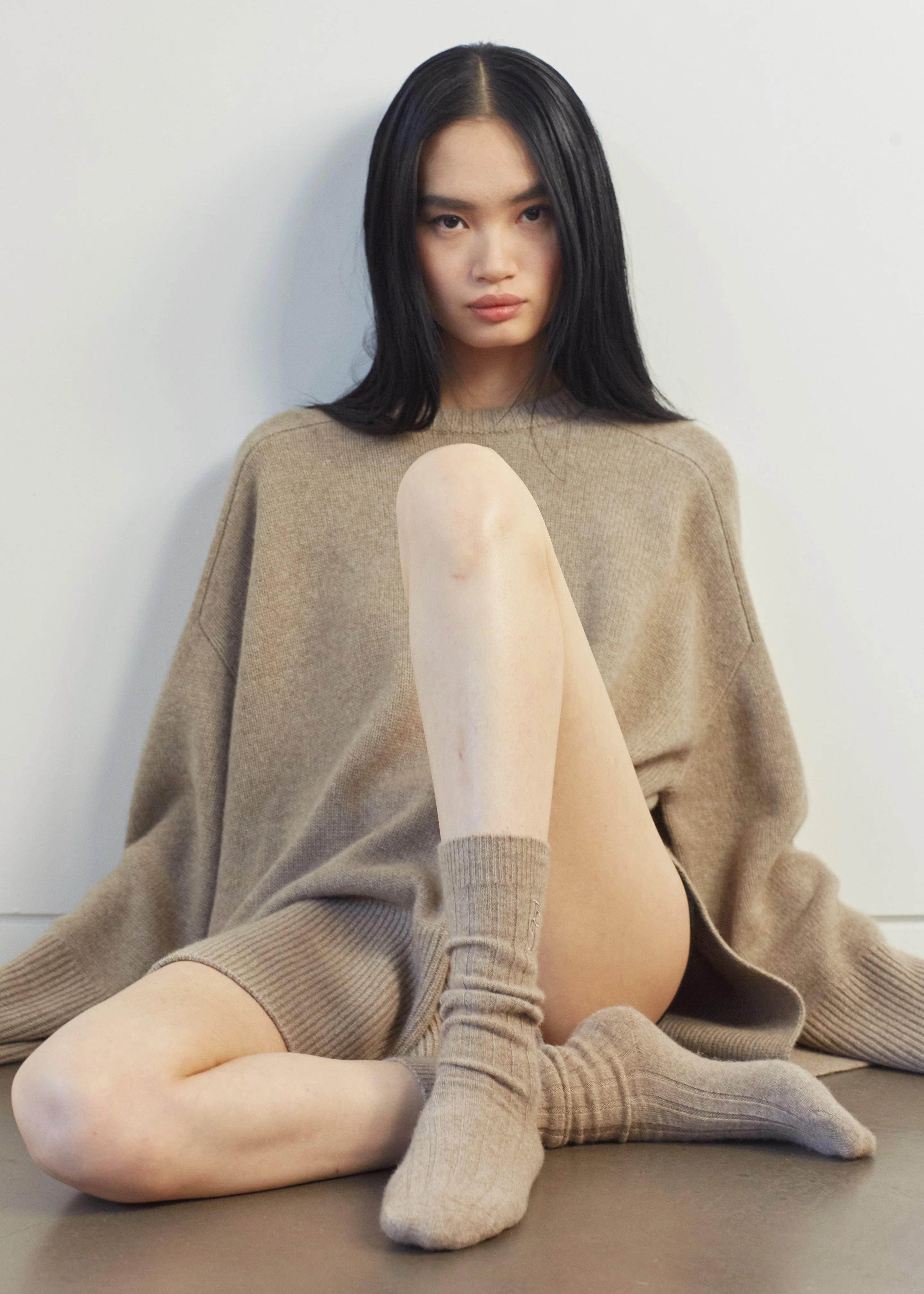 Kairon Cashmere Crewneck Sweater - Beige - Image 9