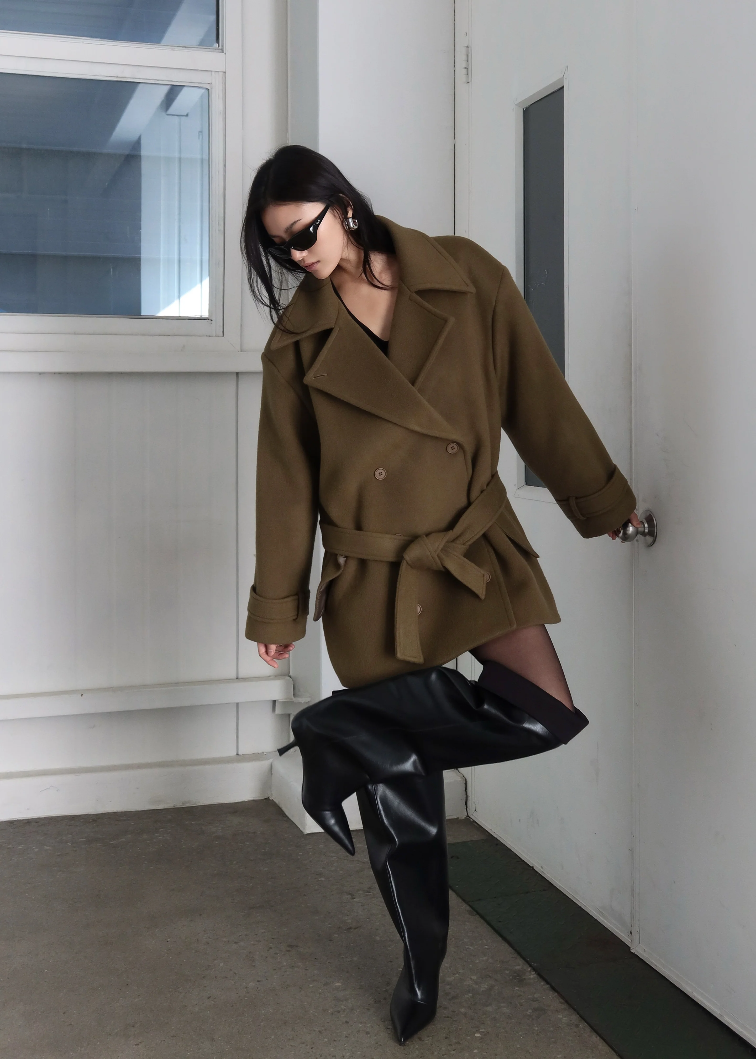 Kalmar Wool Peacoat - Pale Olive