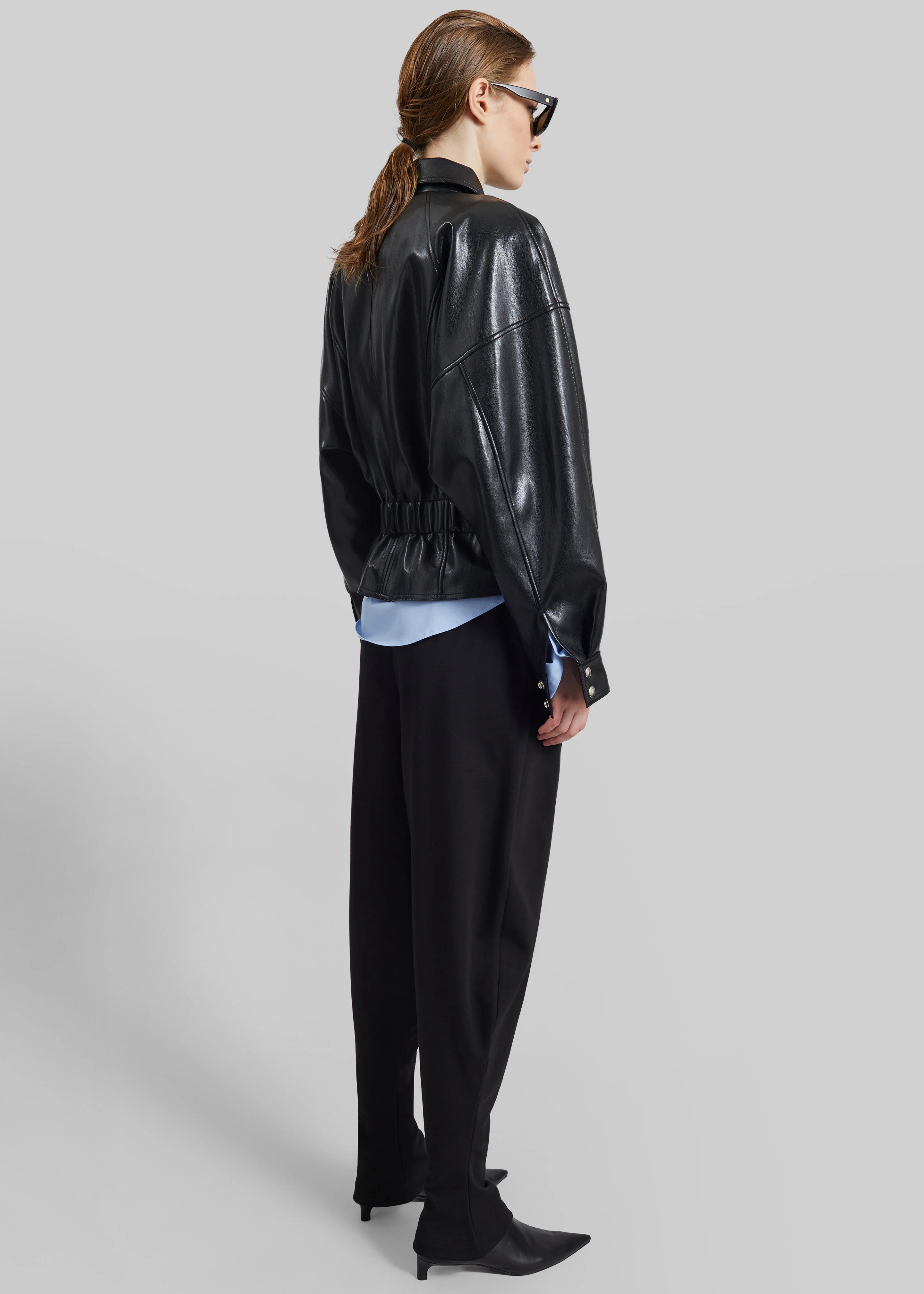 Kalsta Faux Leather Peplum Jacket - Black - Image 7