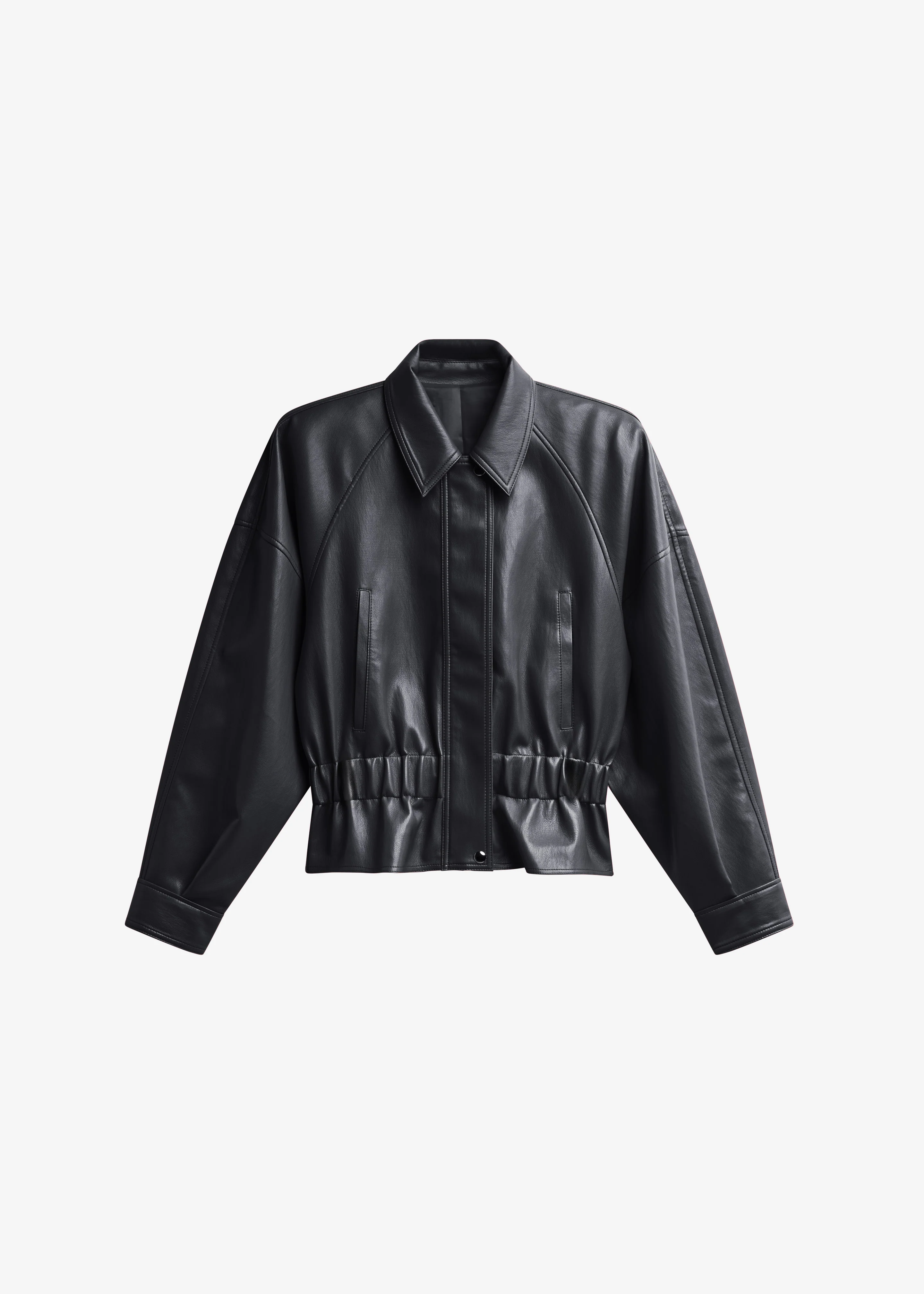 Kalsta Faux Leather Peplum Jacket - Black - Image 8