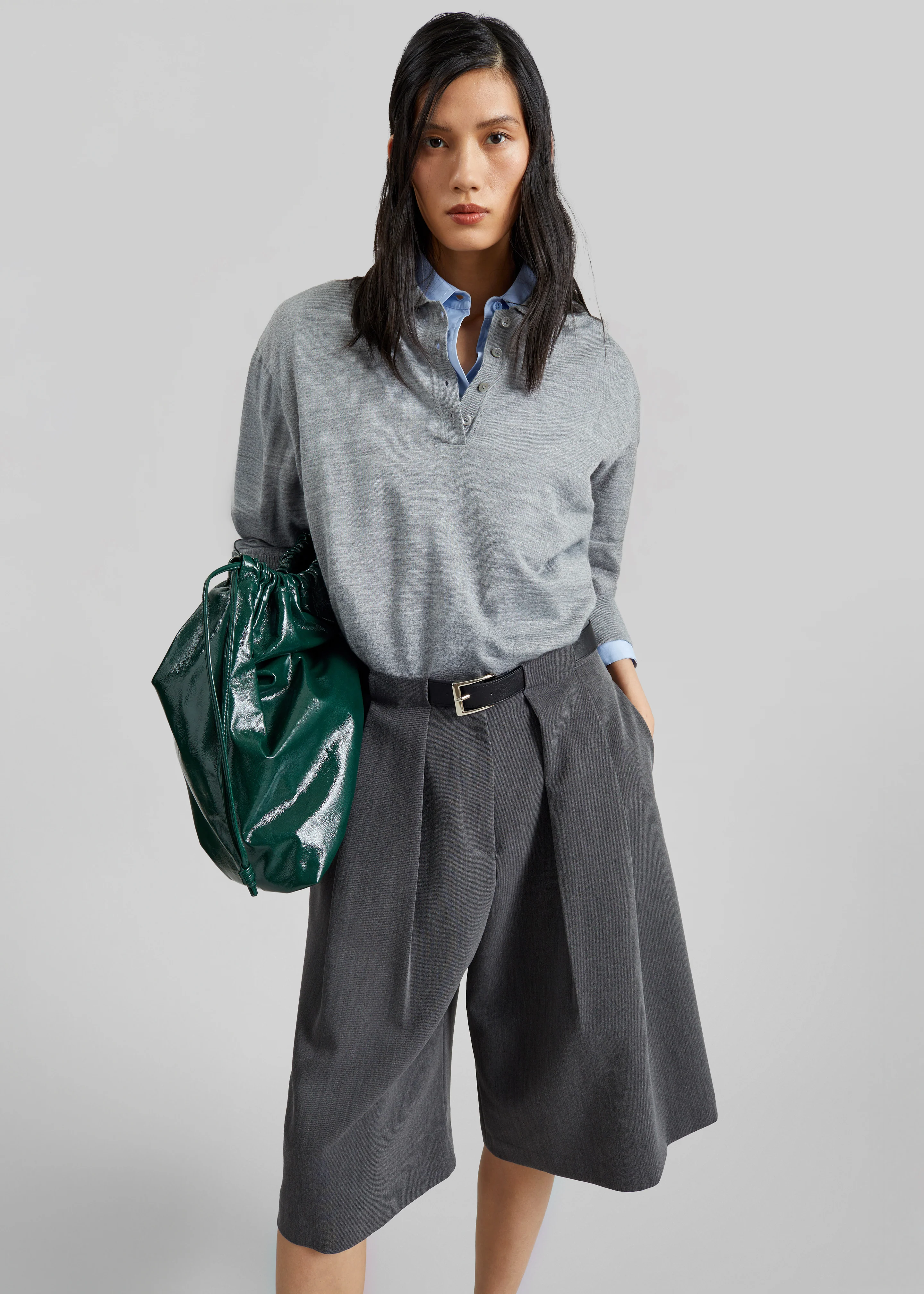 Kalvo Belted Bermuda Shorts - Dark Grey - Image 3