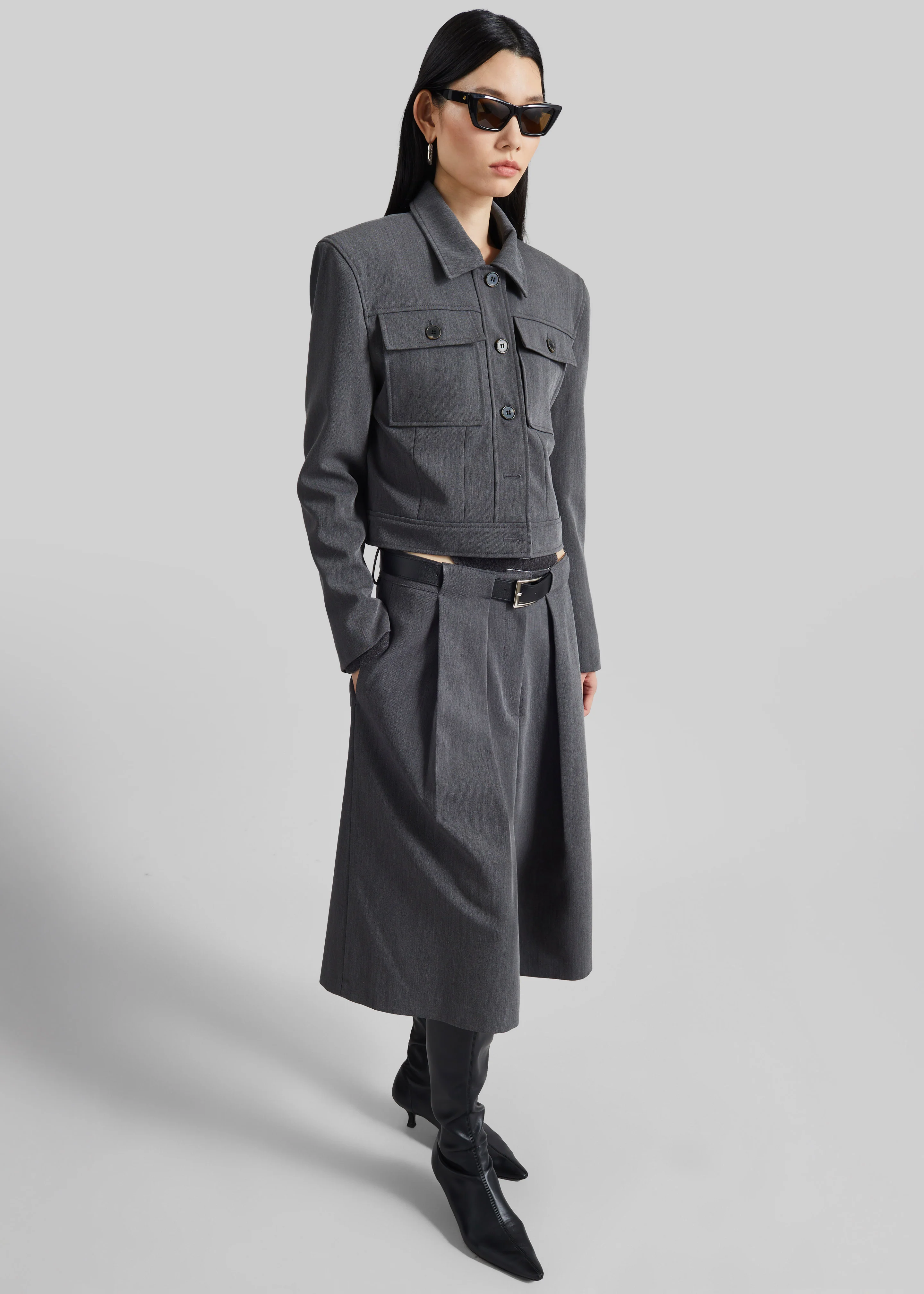 Kalvo Boxy Jacket - Dark Grey - Image 3