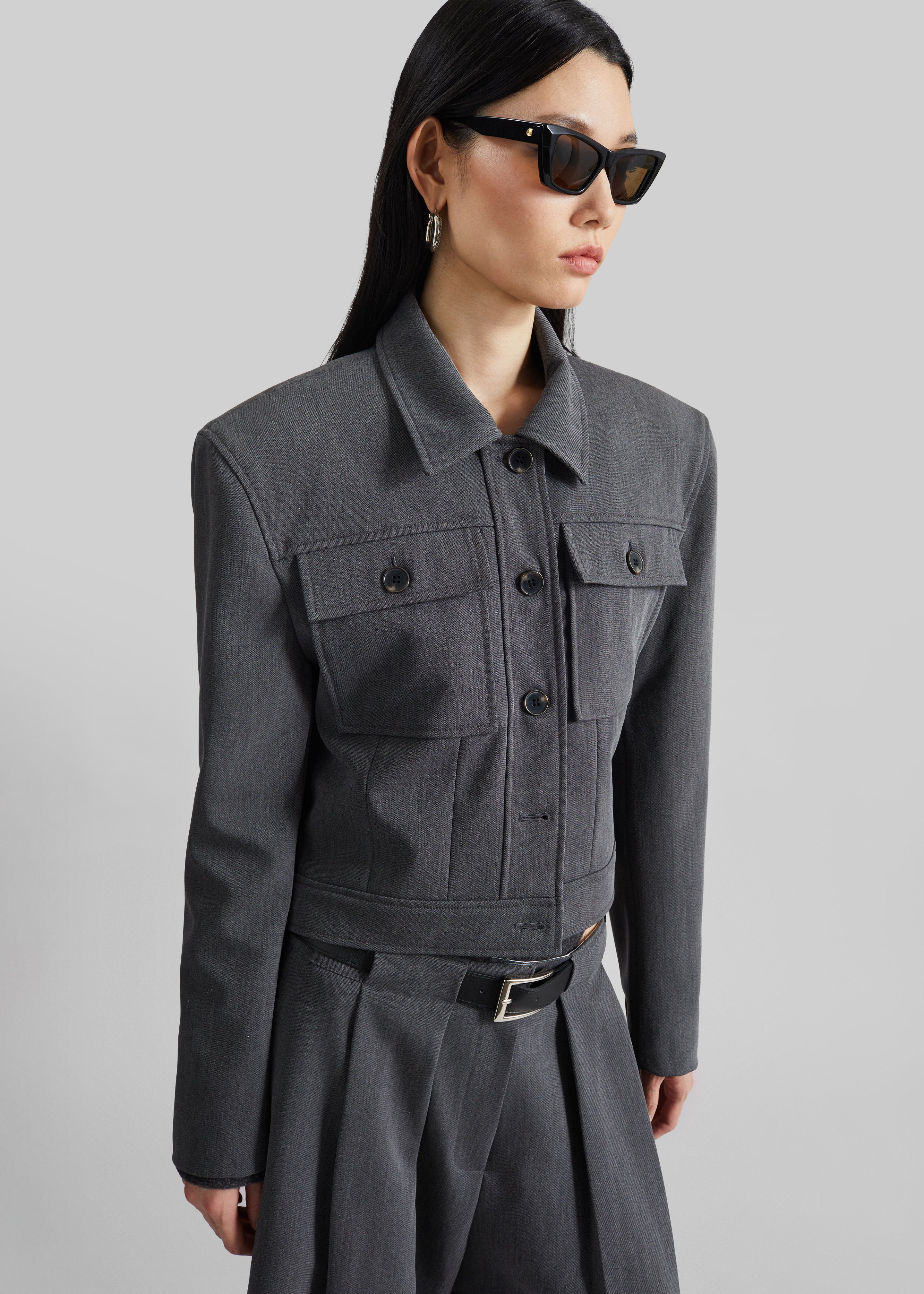 Kalvo Boxy Jacket - Dark Grey - Image 6