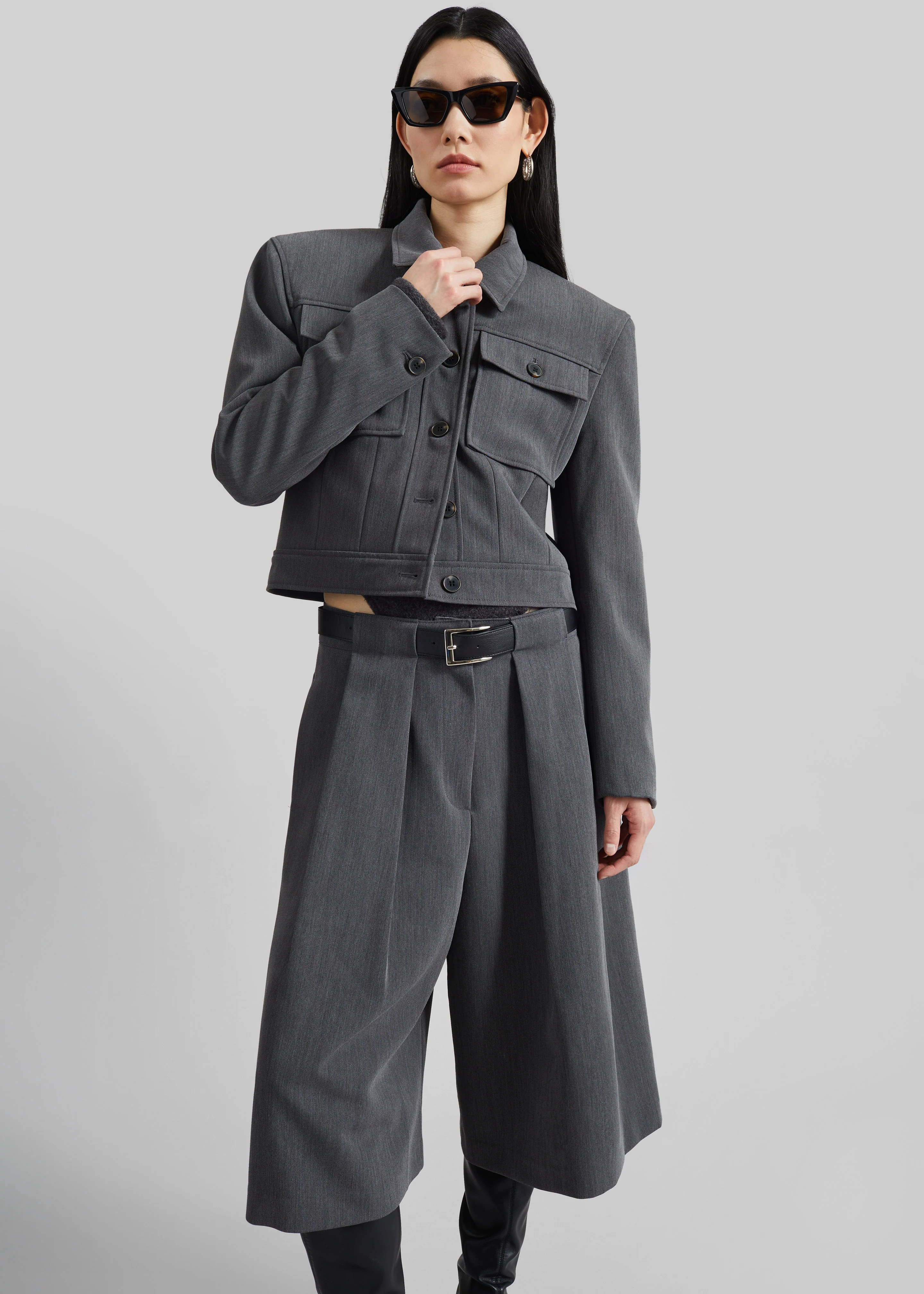 Kalvo Boxy Jacket - Dark Grey - Image 7