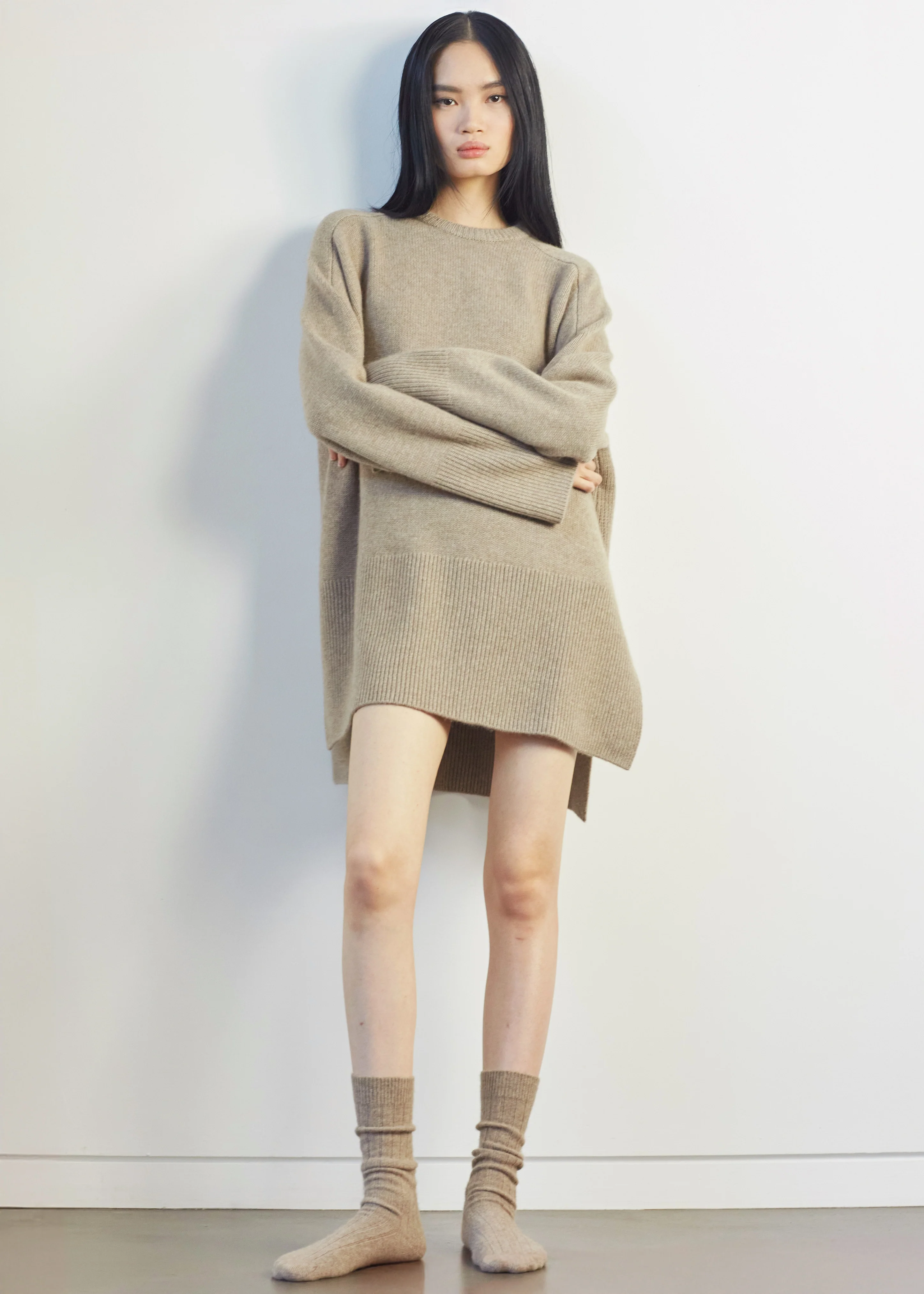 Kano Cashmere Ribbed Socks - Taupe - Image 7
