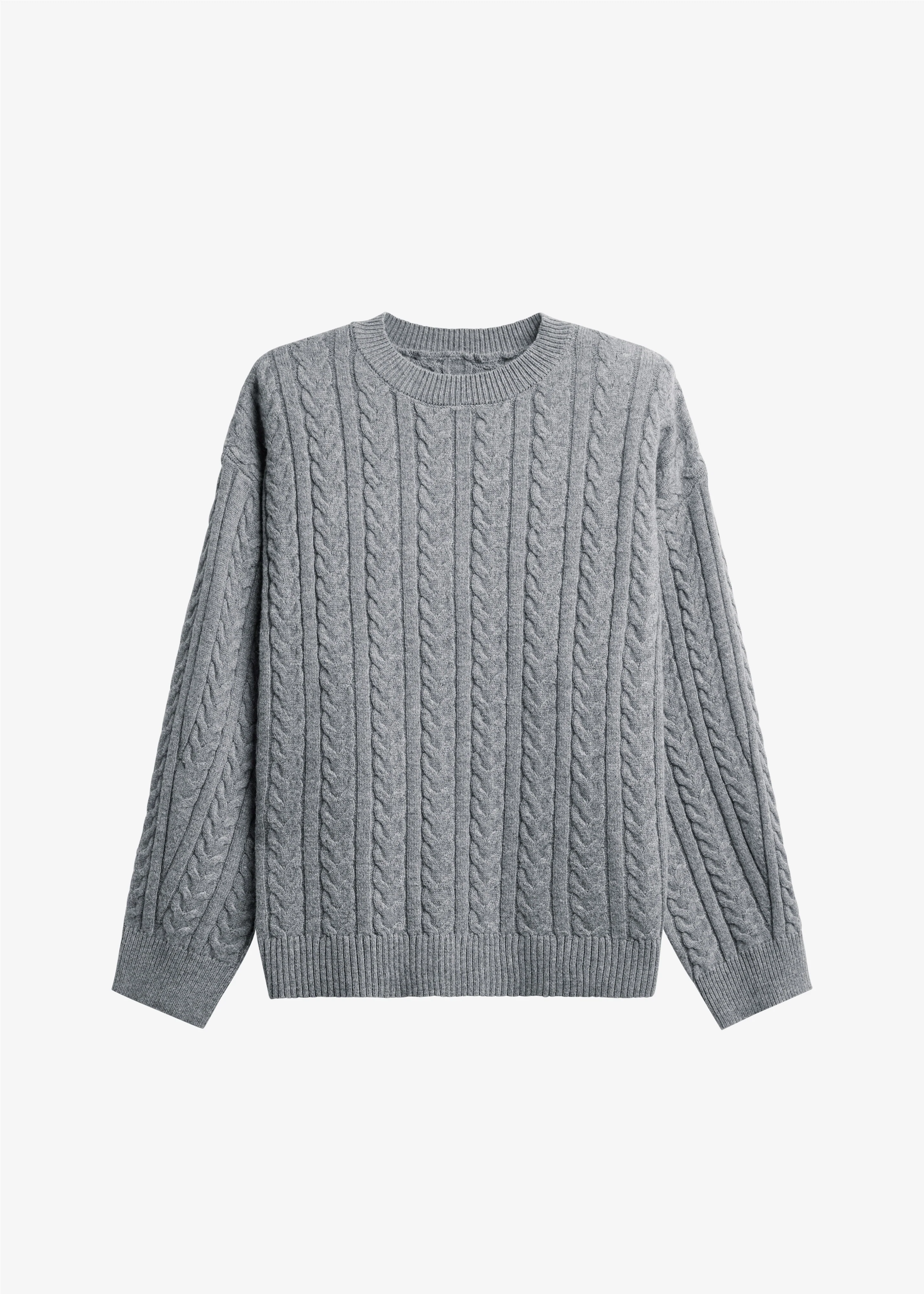 Karmoy Cable Knit Padded Sweater - Grey - Image 9