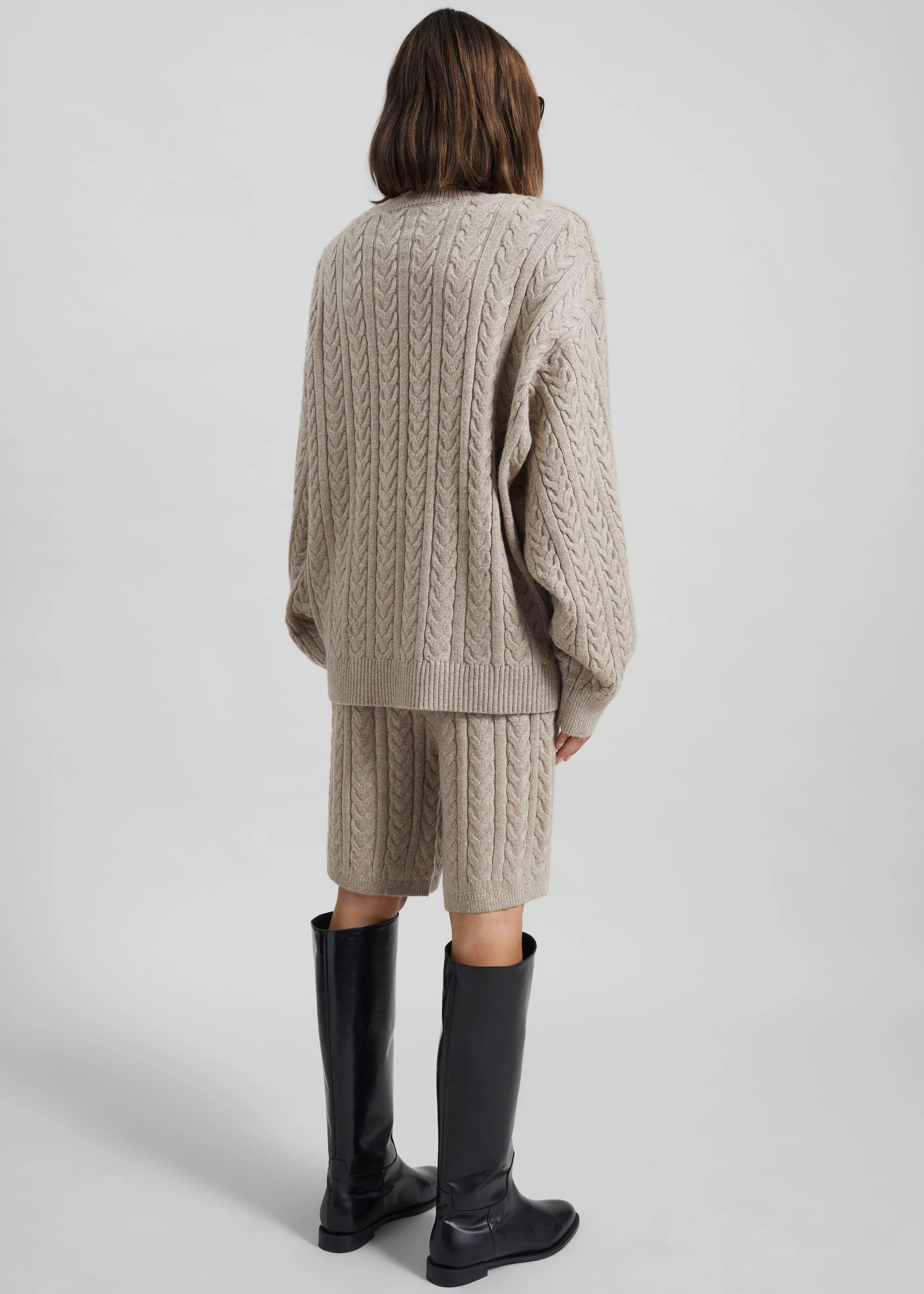 Karmoy Cable Knit Shorts - Beige - Image 7