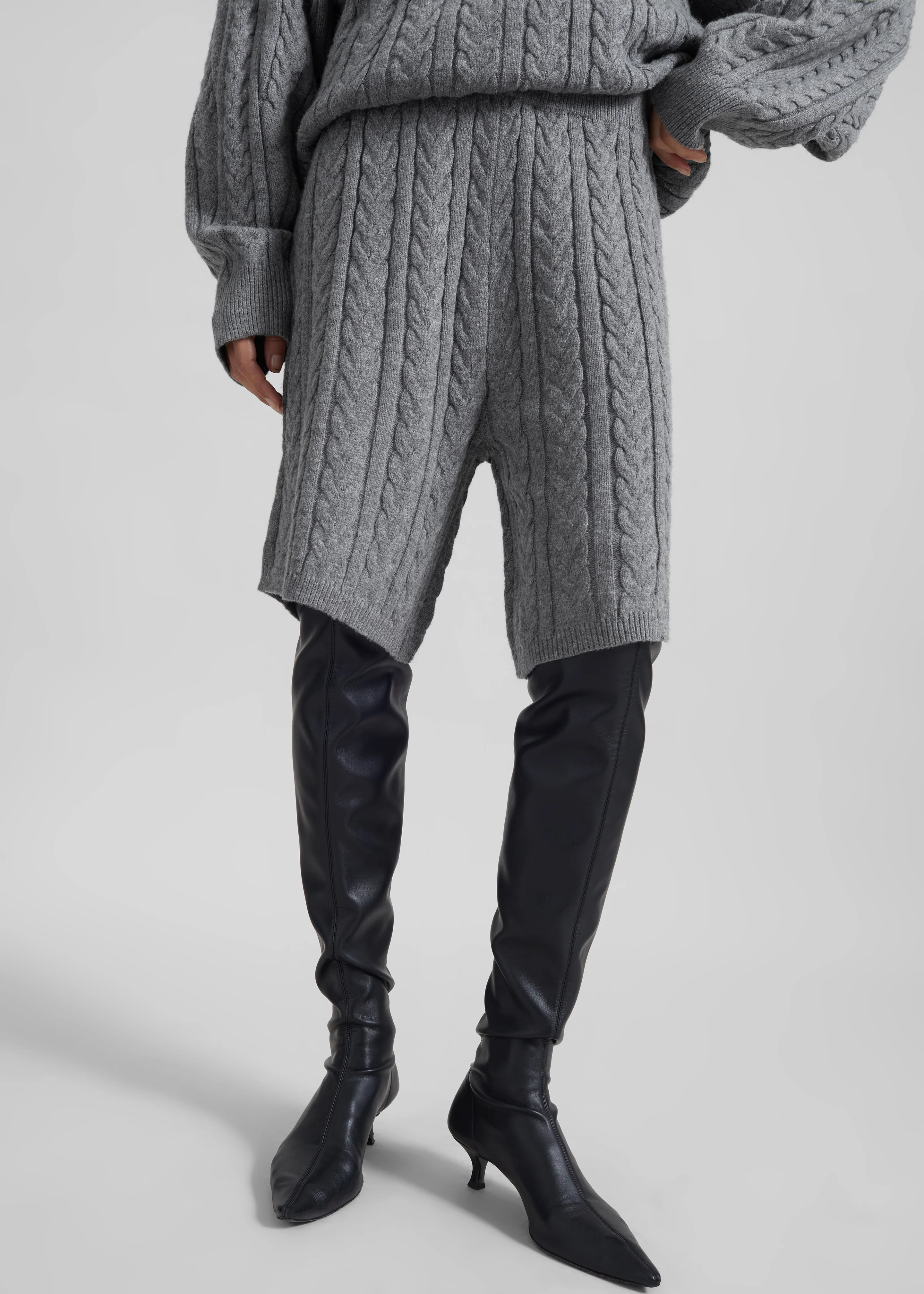 Karmoy Cable Knit Shorts - Grey - Image 2