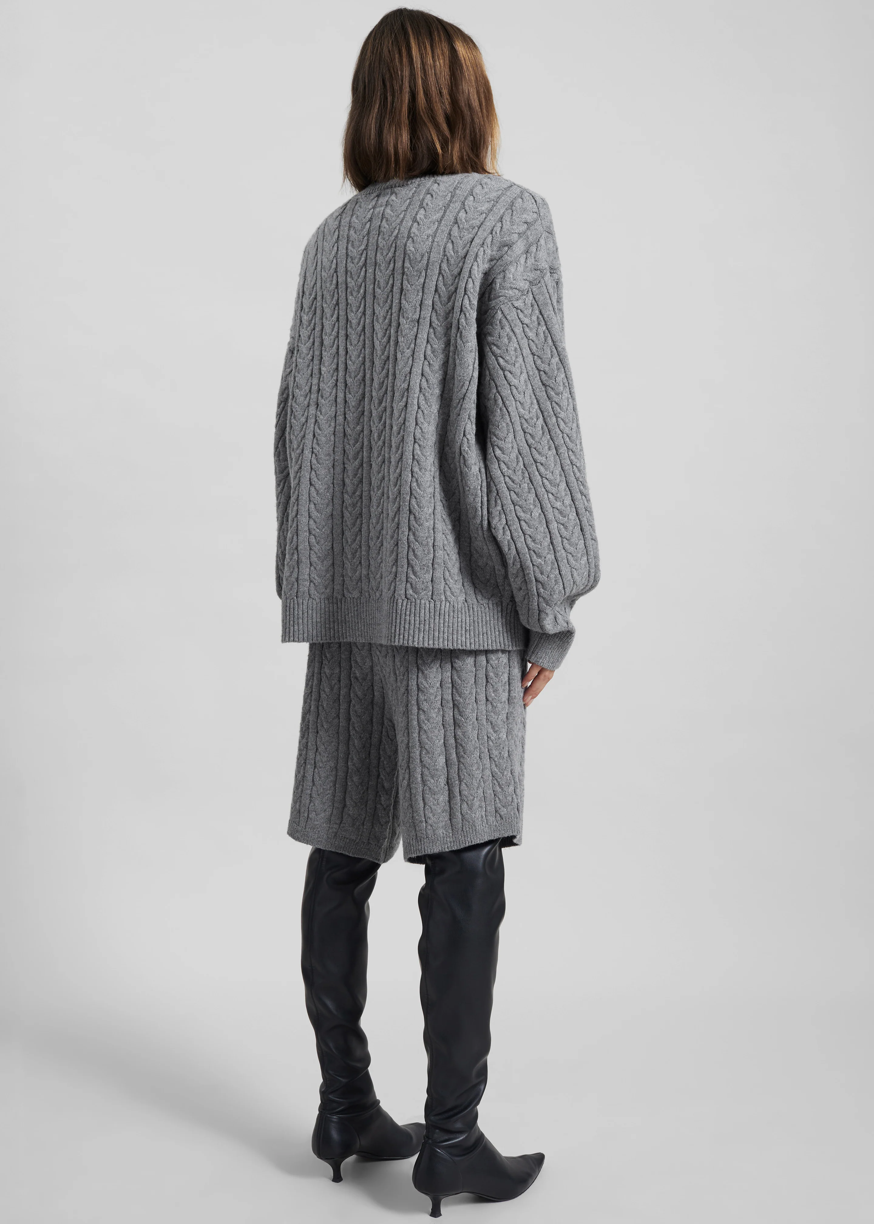Karmoy Cable Knit Shorts - Grey - Image 6