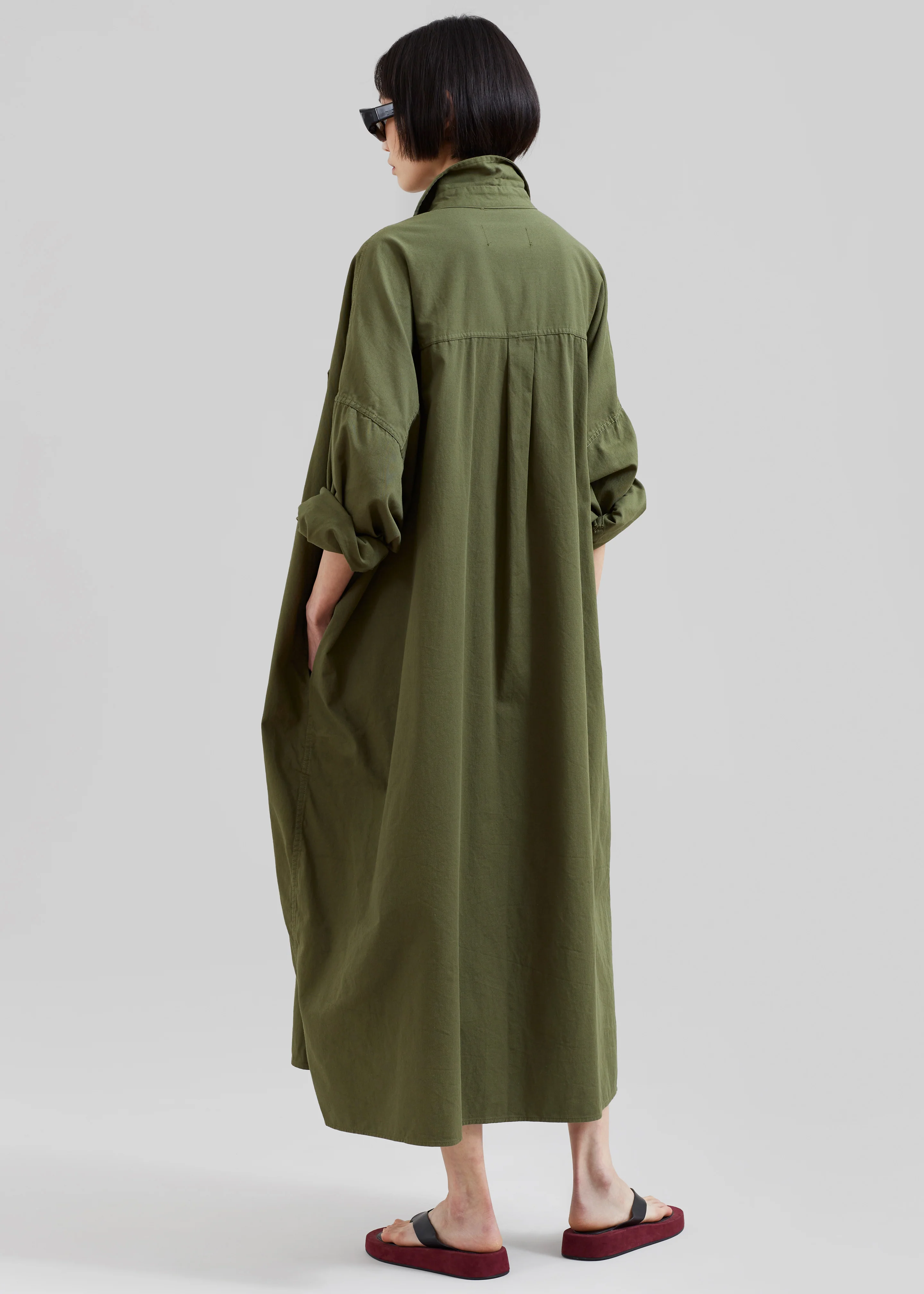Kason Oversized Shirt Dress - Dark Olive - Image 7