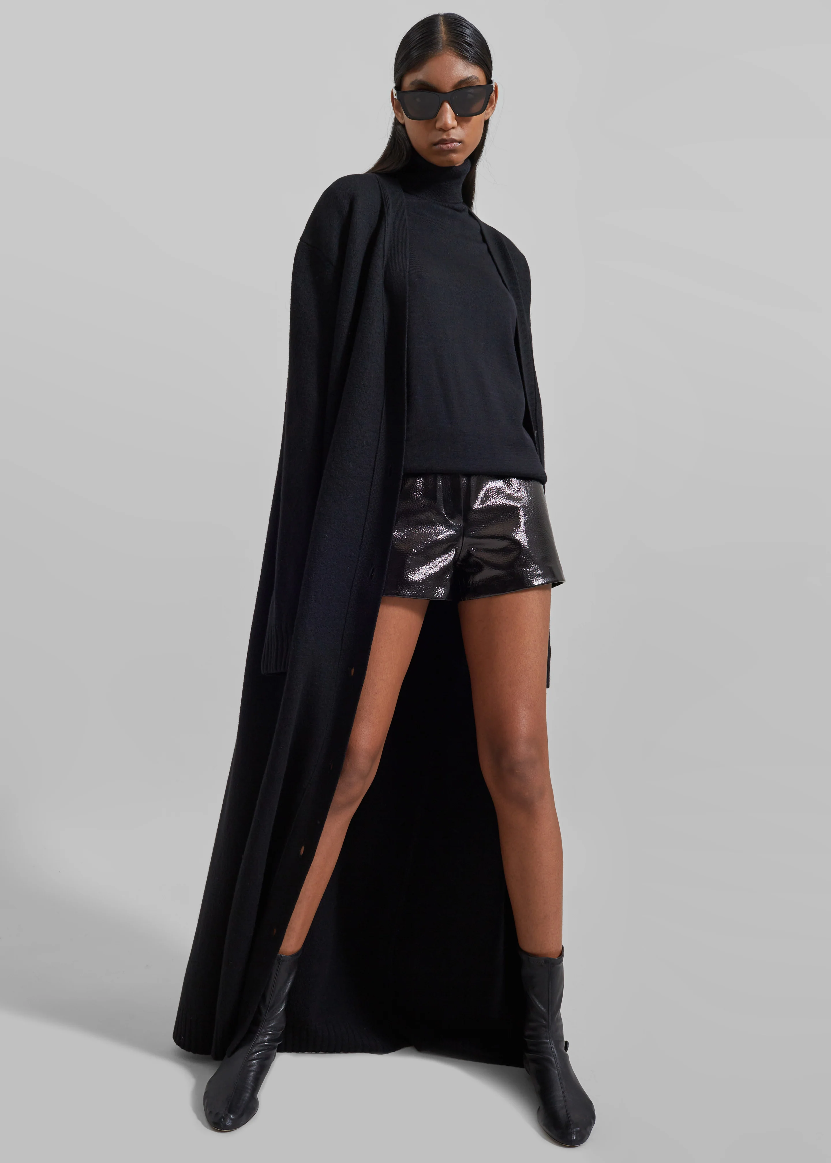 Kate Crackled Faux Leather Mini Shorts - Black - Image 4