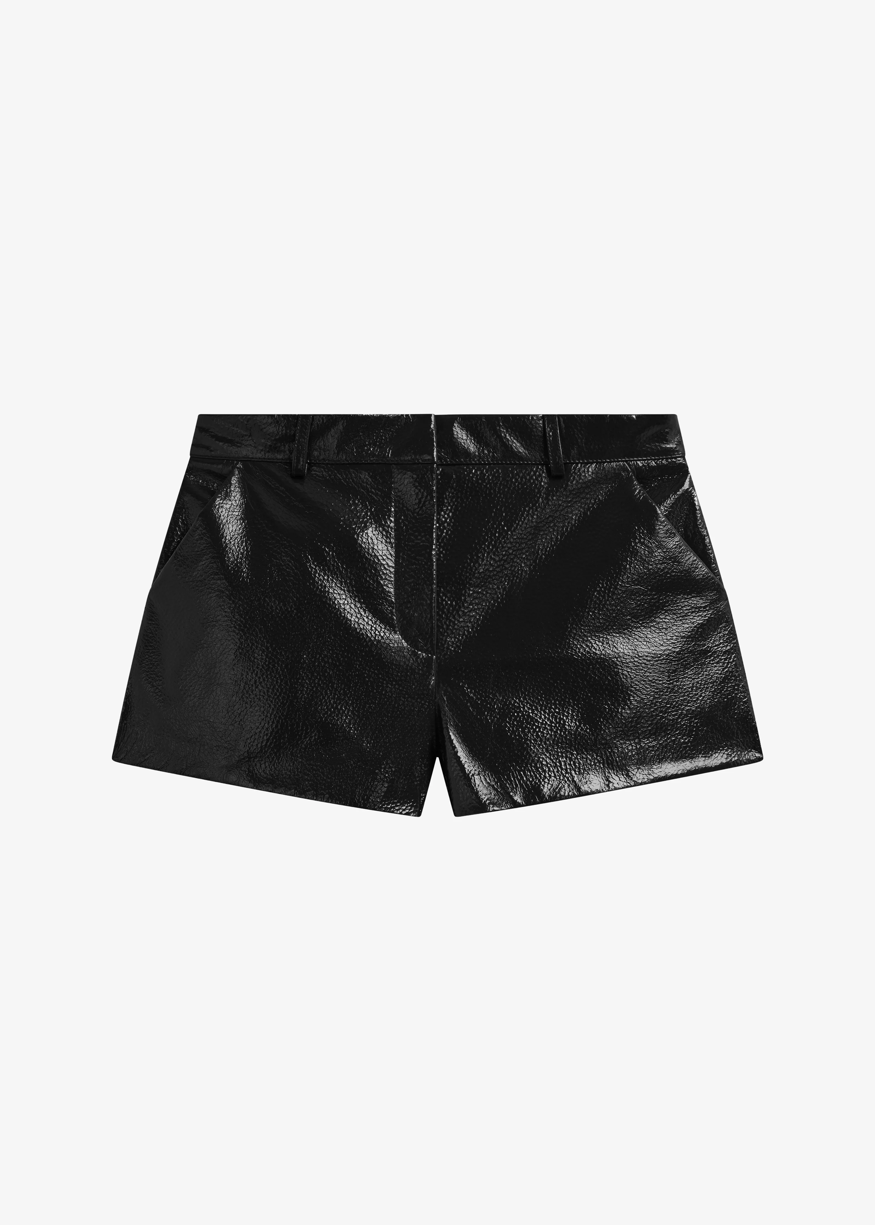 Kate Crackled Faux Leather Mini Shorts - Black - Image 7