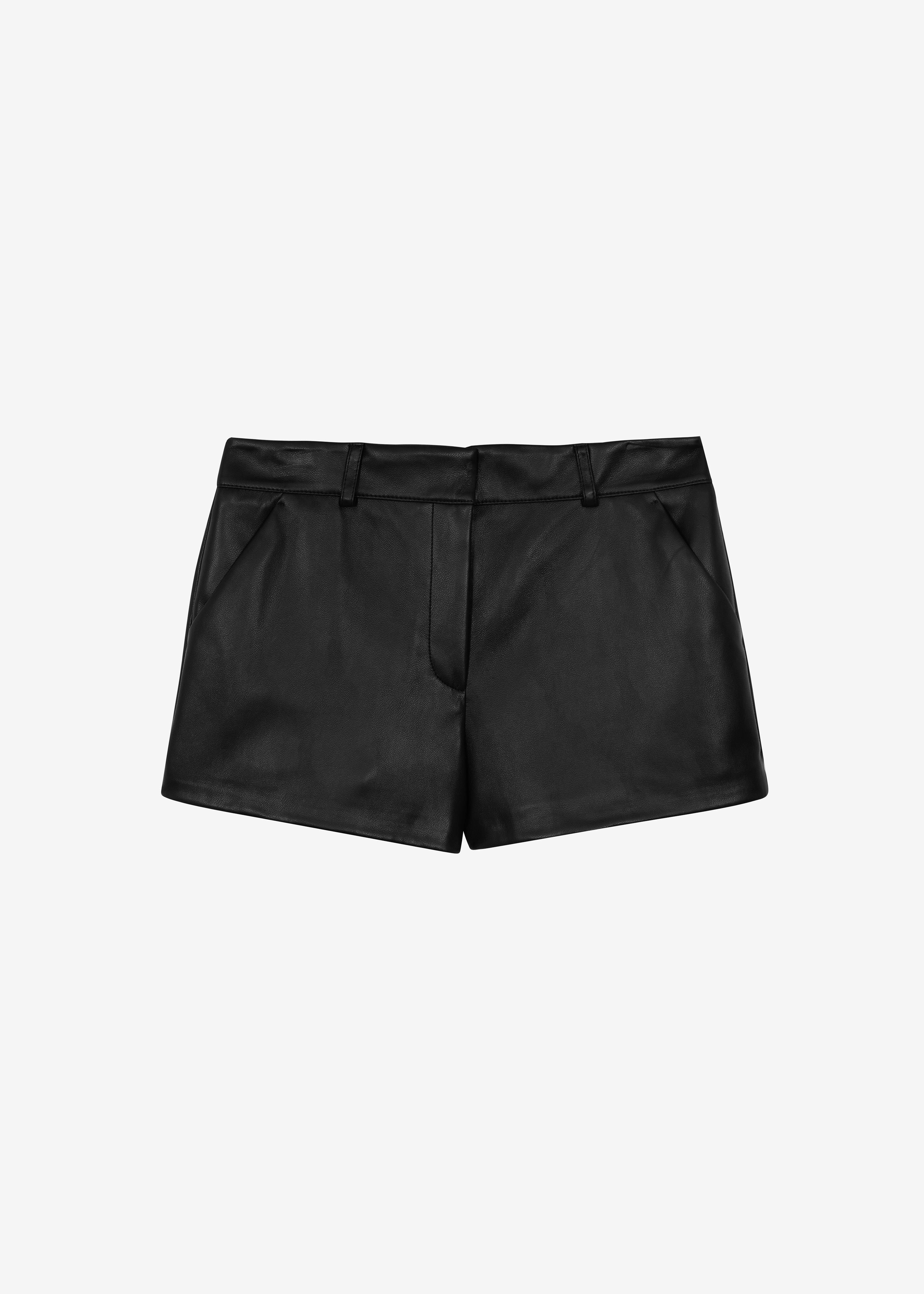 Kate Faux Leather Shorts - Black - Image 13
