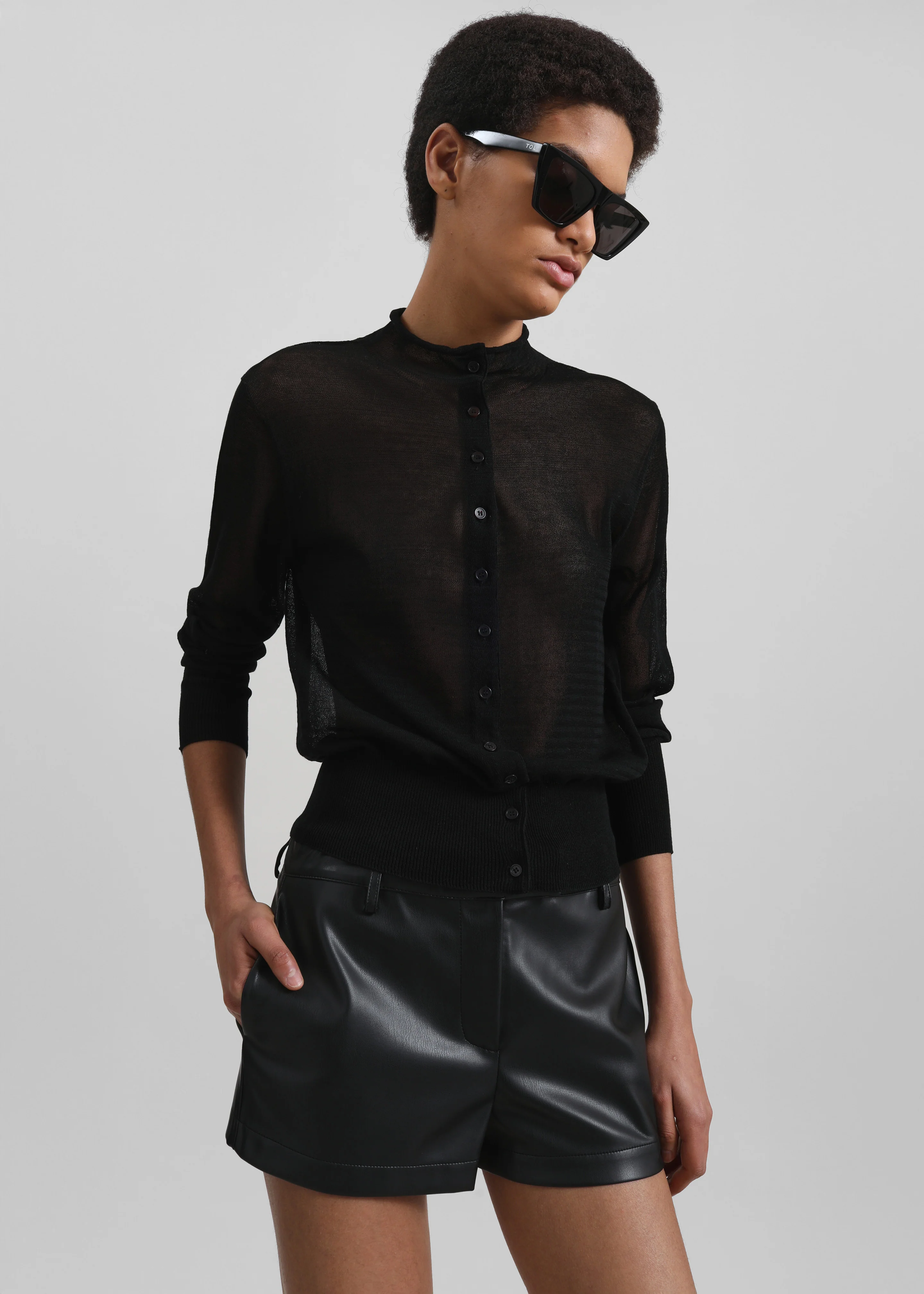 Kate Faux Leather Shorts - Black - Image 5