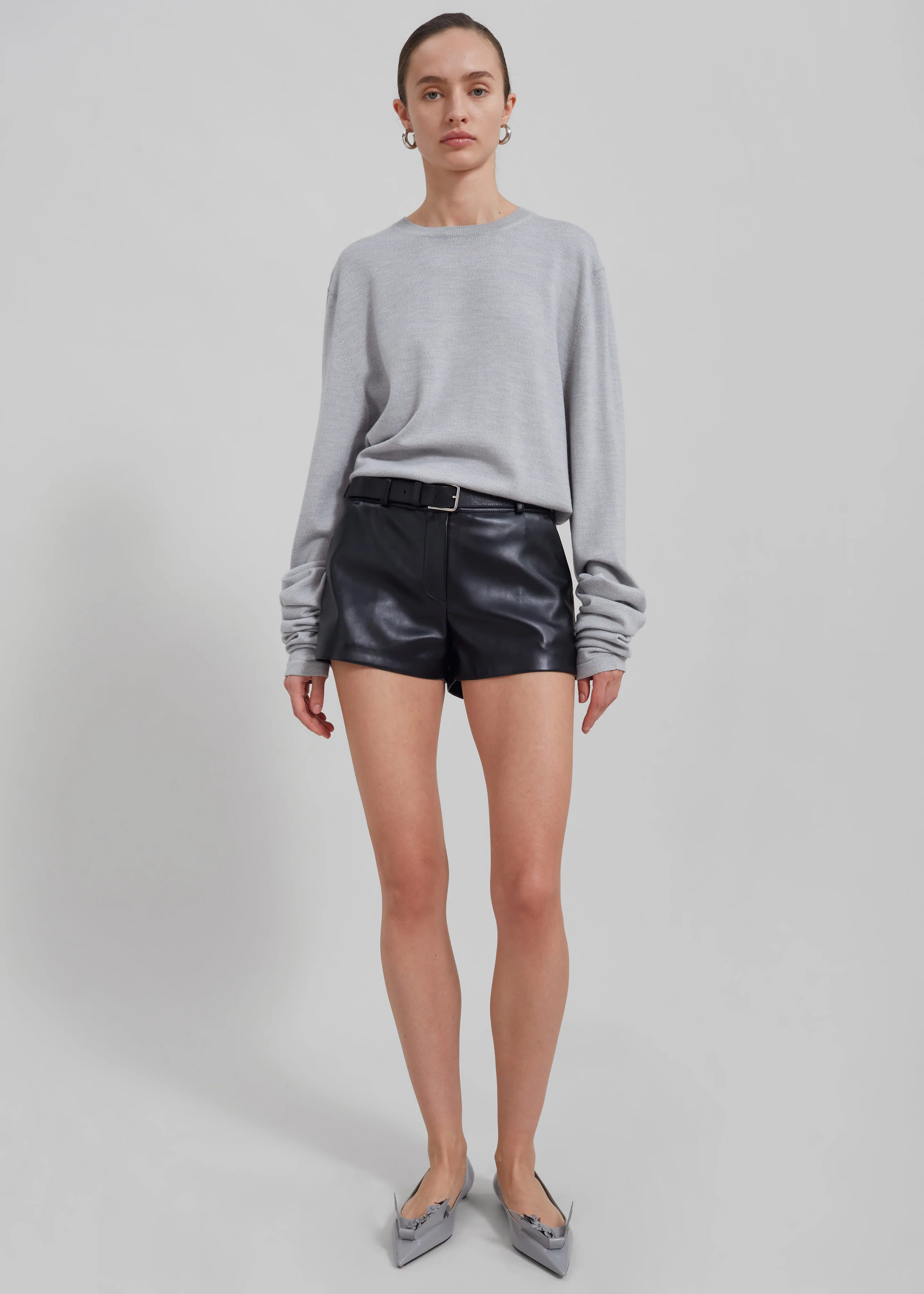 Kate Faux Leather Shorts - Black - Image 9