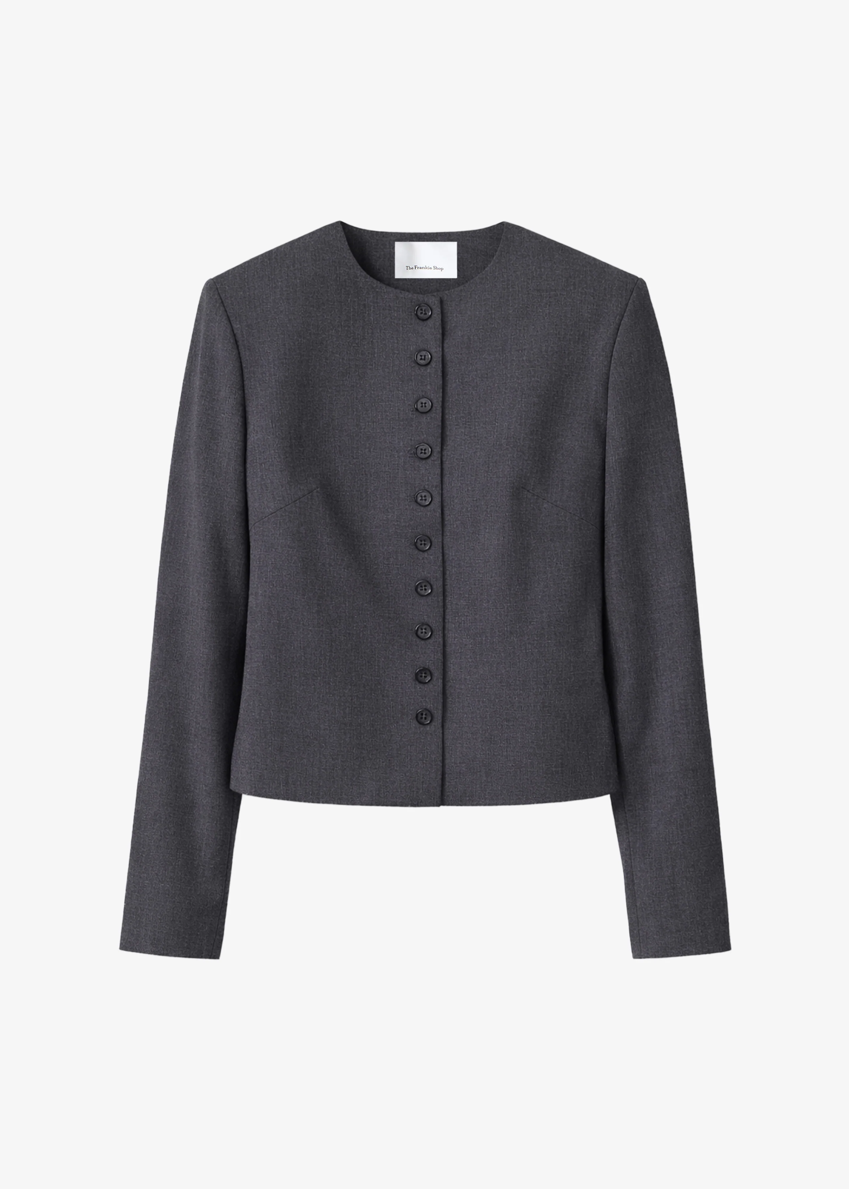 Katya Button-Up Boxy Top - Dark Grey Melange - Image 13
