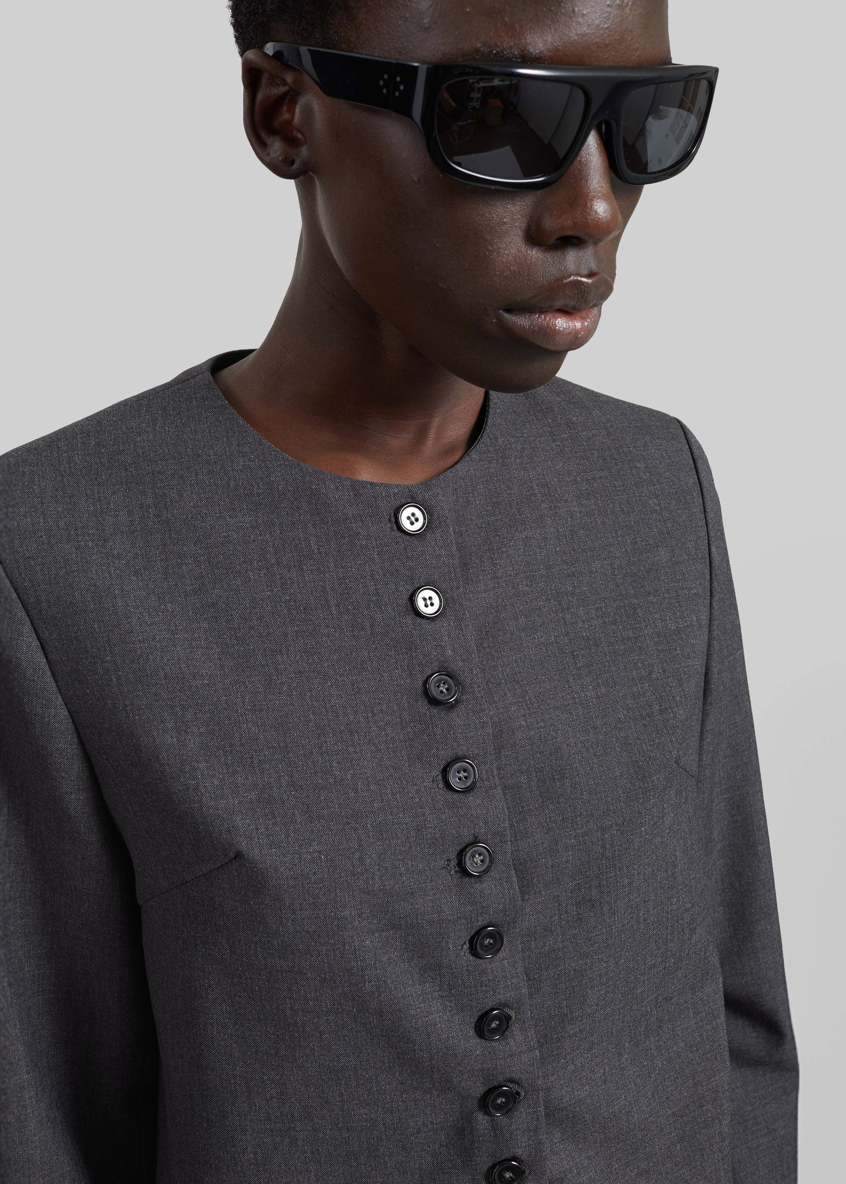 Katya Button-Up Boxy Top - Dark Grey Melange - Image 5