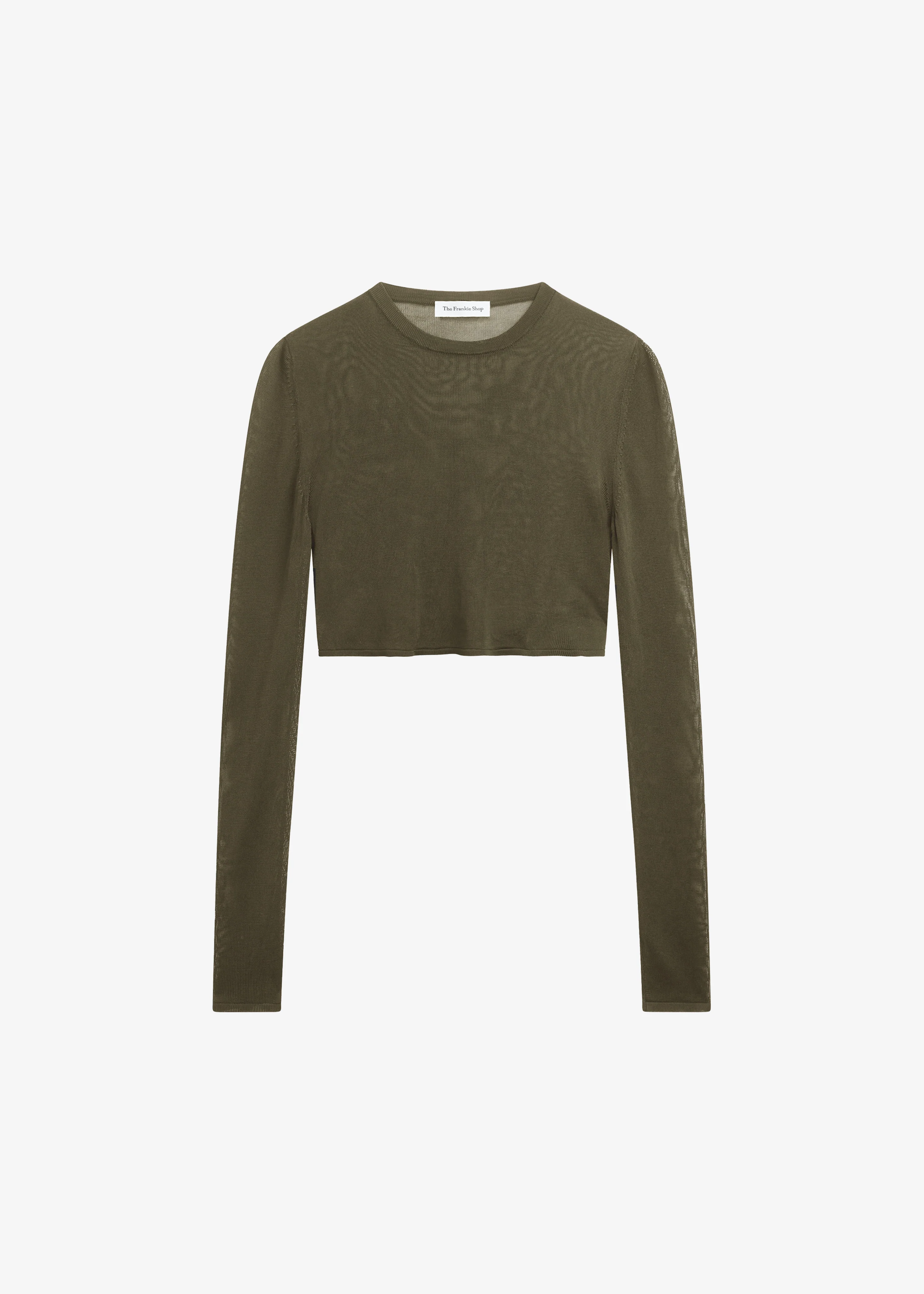 Kazel Cropped Thin Knit Top - Khaki - Image 7