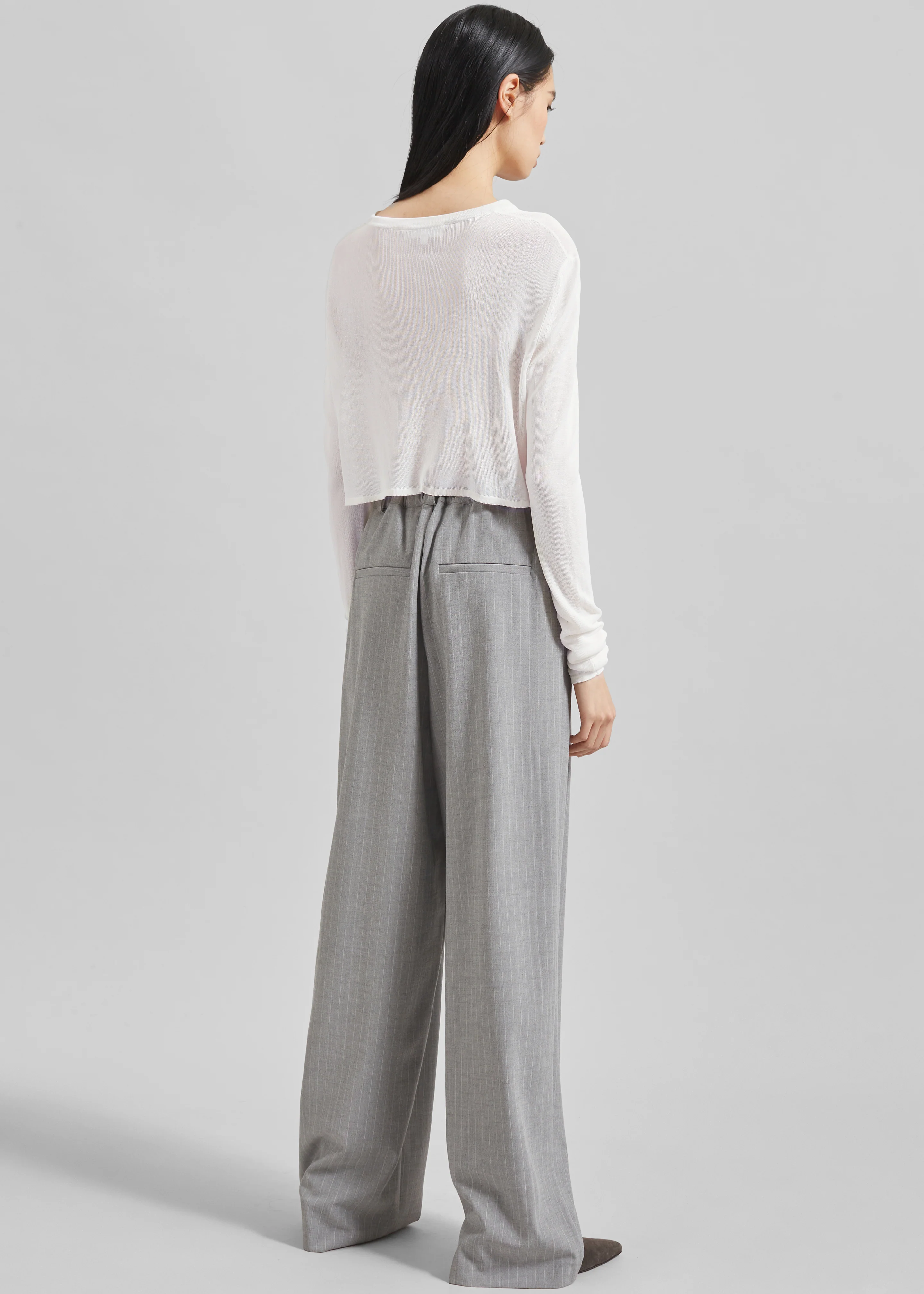 Kazel Cropped Thin Knit Top - White - Image 10