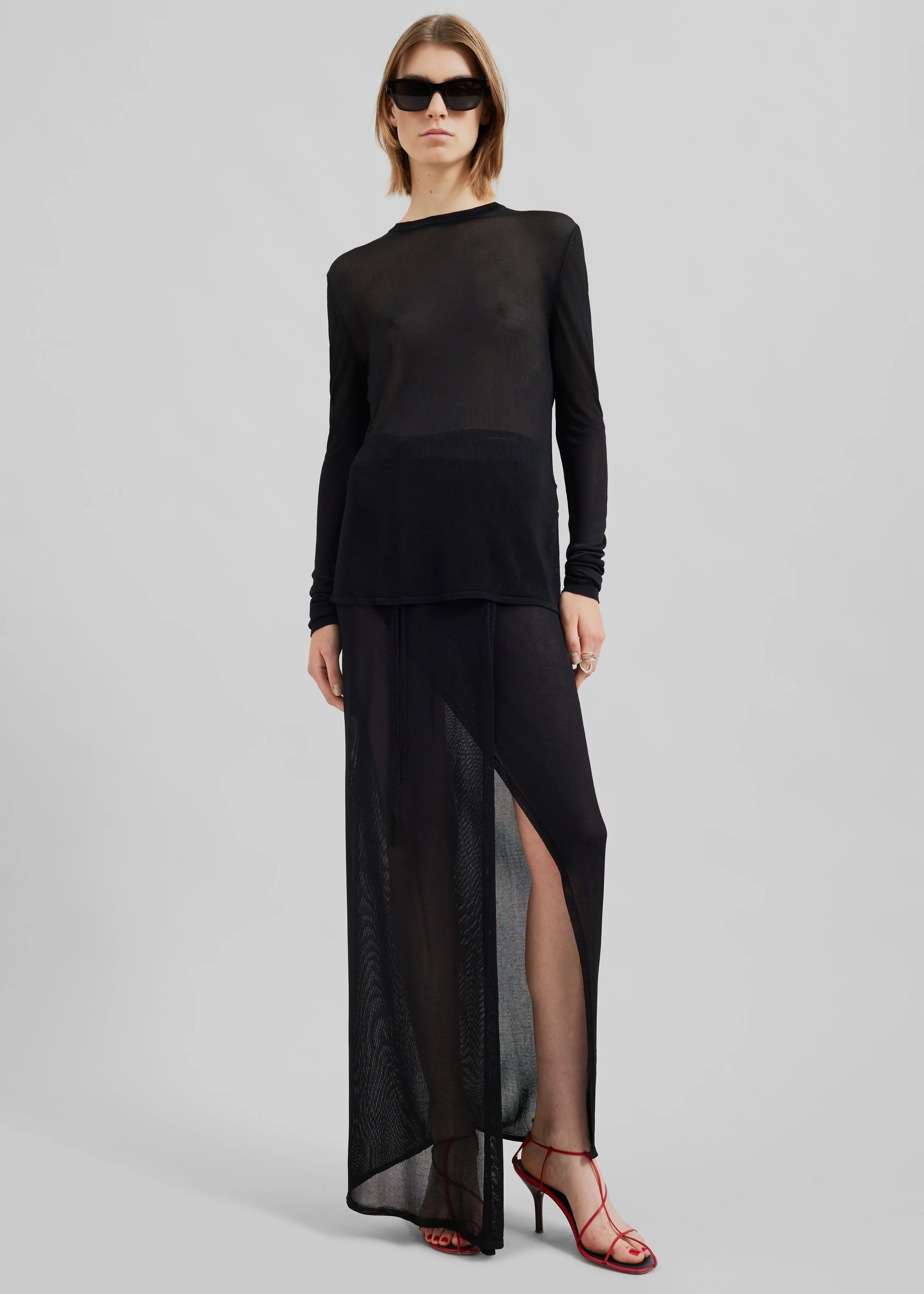Kazel Thin Knit Top - Black - Image 4