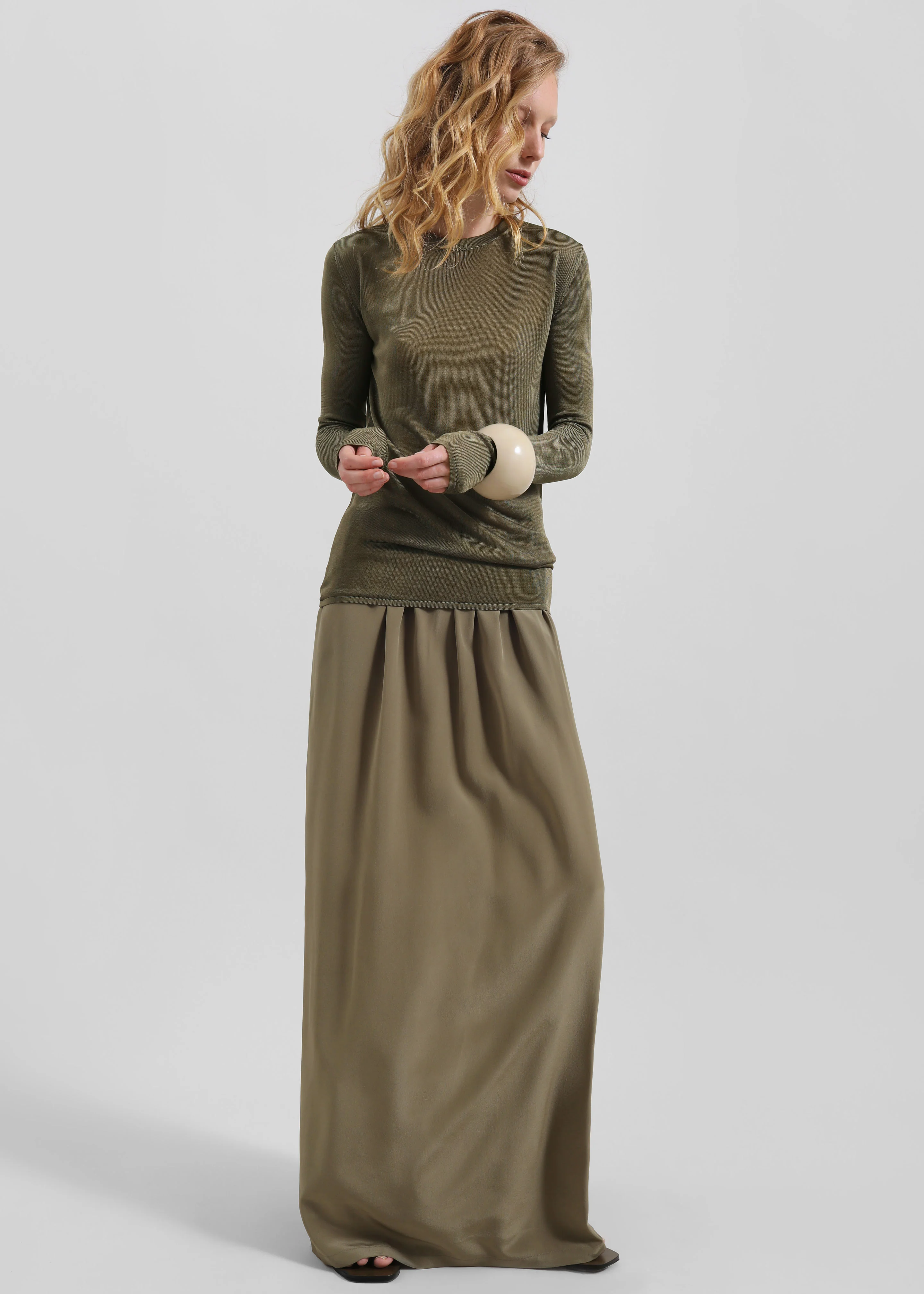 Kazel Thin Knit Top - Khaki - Image 8