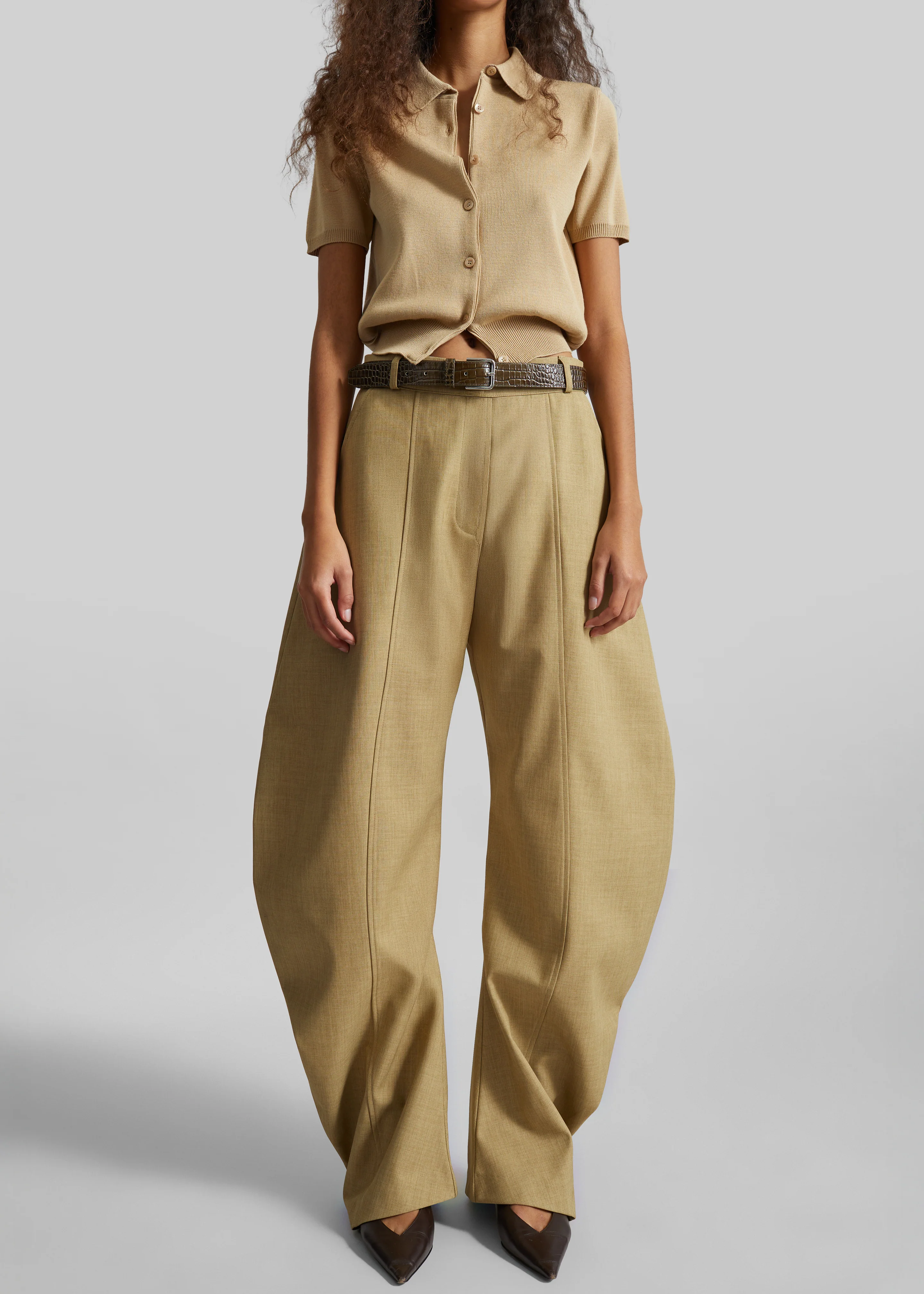 Keasden Barrel Leg Trousers - Camel - Image 2
