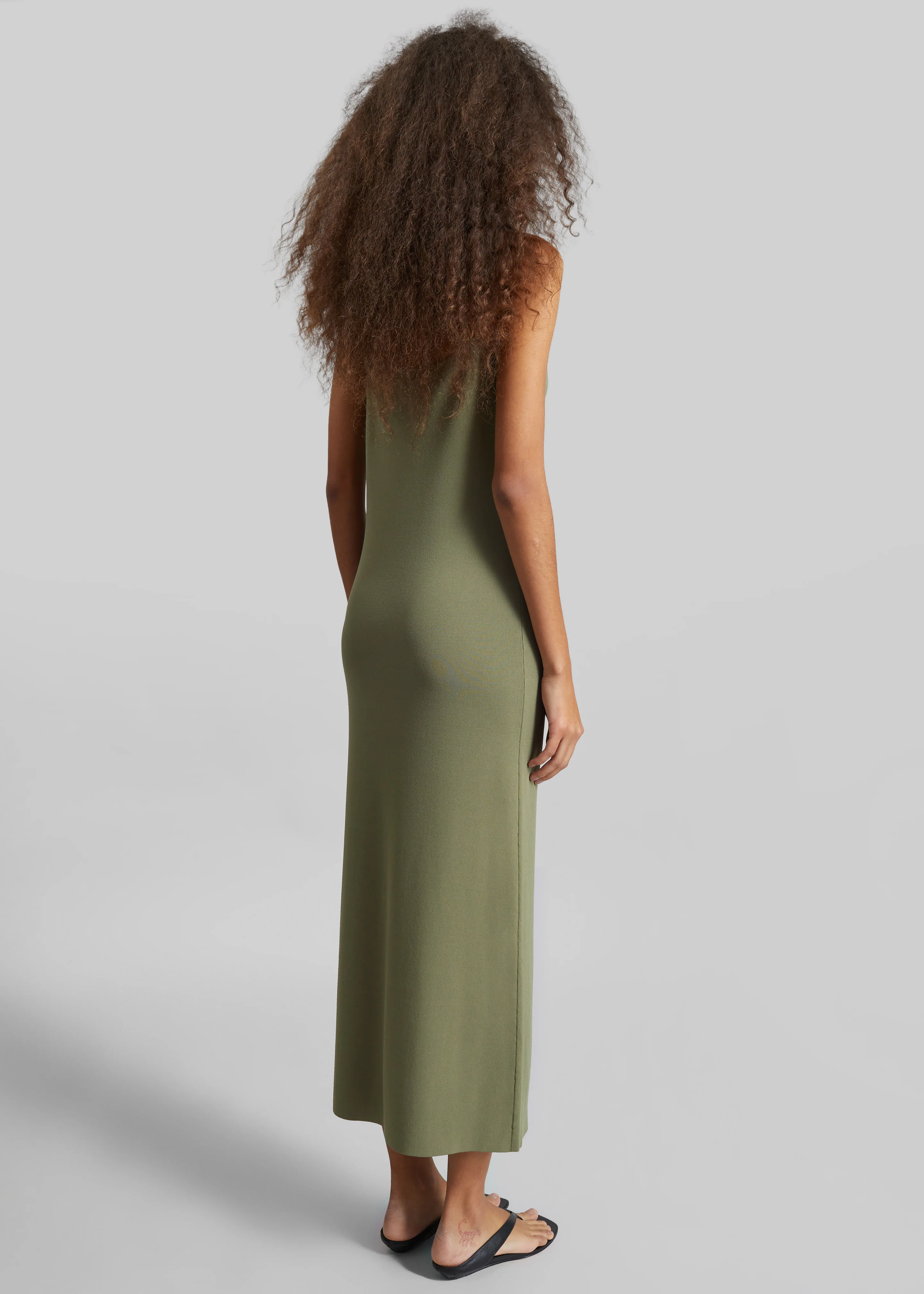 Keira Knit Midi Dress - Khaki Brown - Image 4
