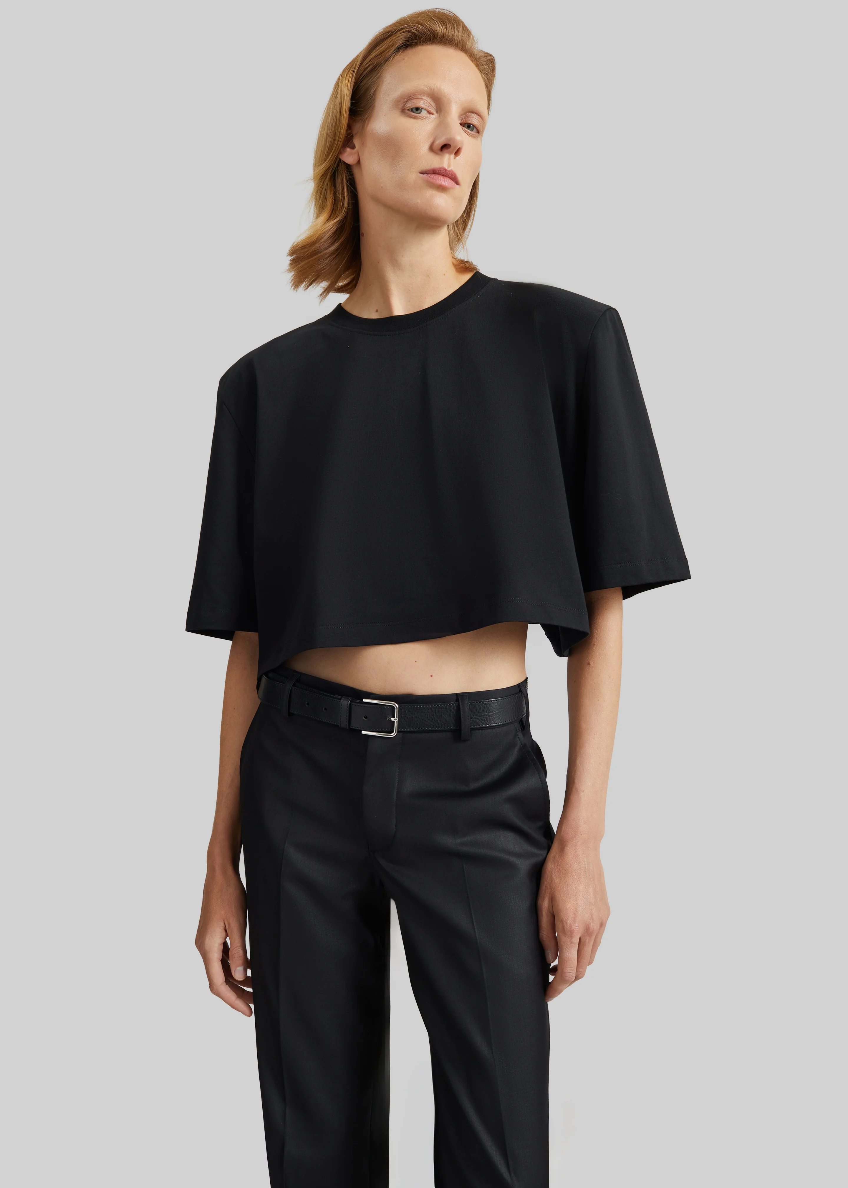 Kelan Padded Cropped Tee - Black - Image 3