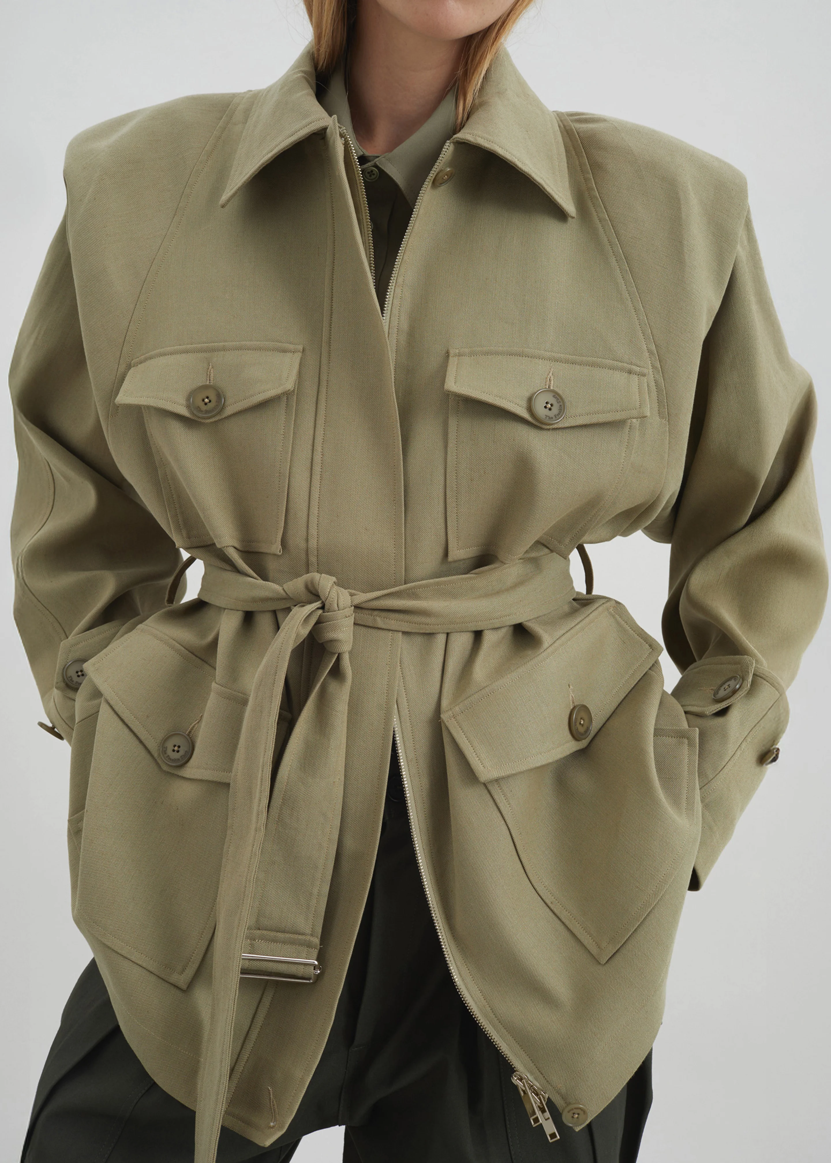 Kelia Padded Utility Jacket - Sage - Image 2