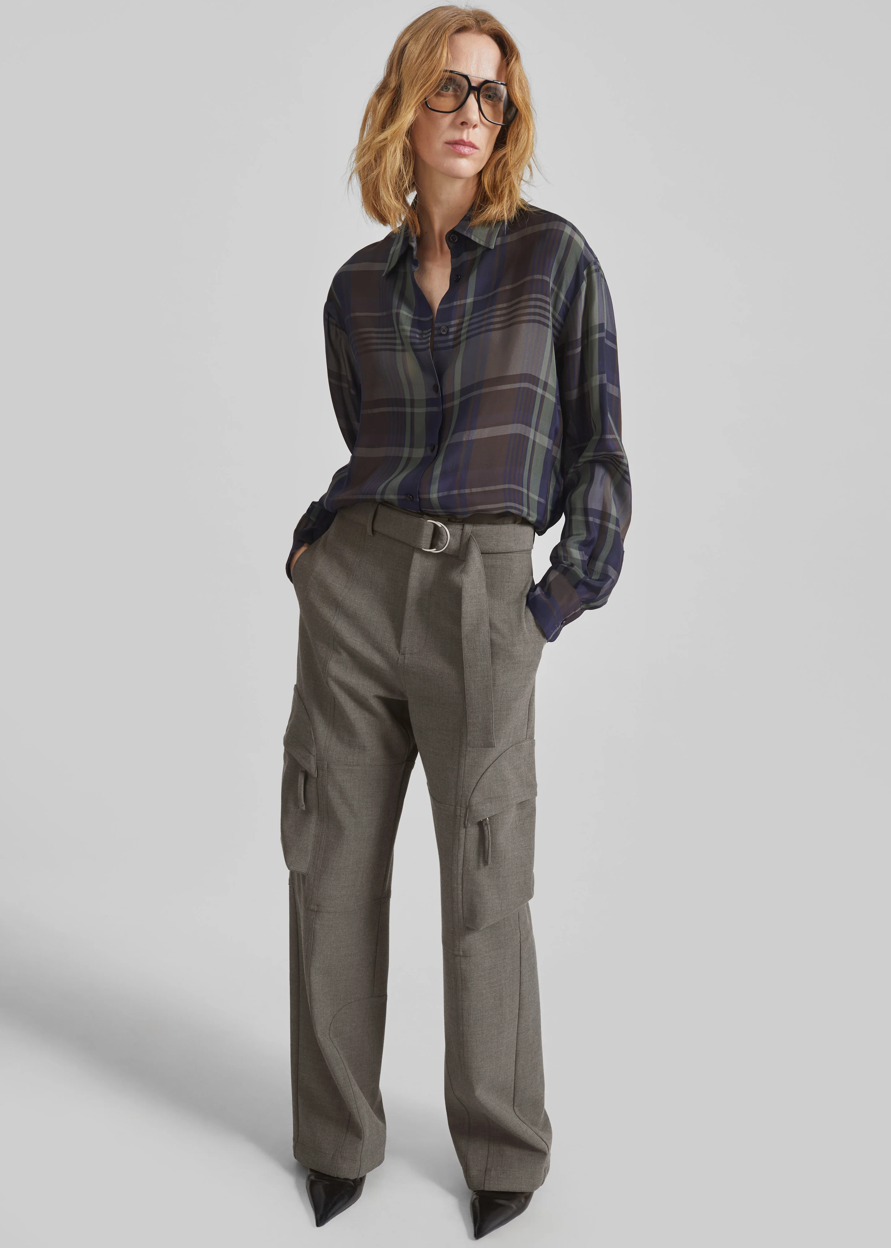 Kelly Double Weave Cargo Pants - Taupe Melange - Image 3