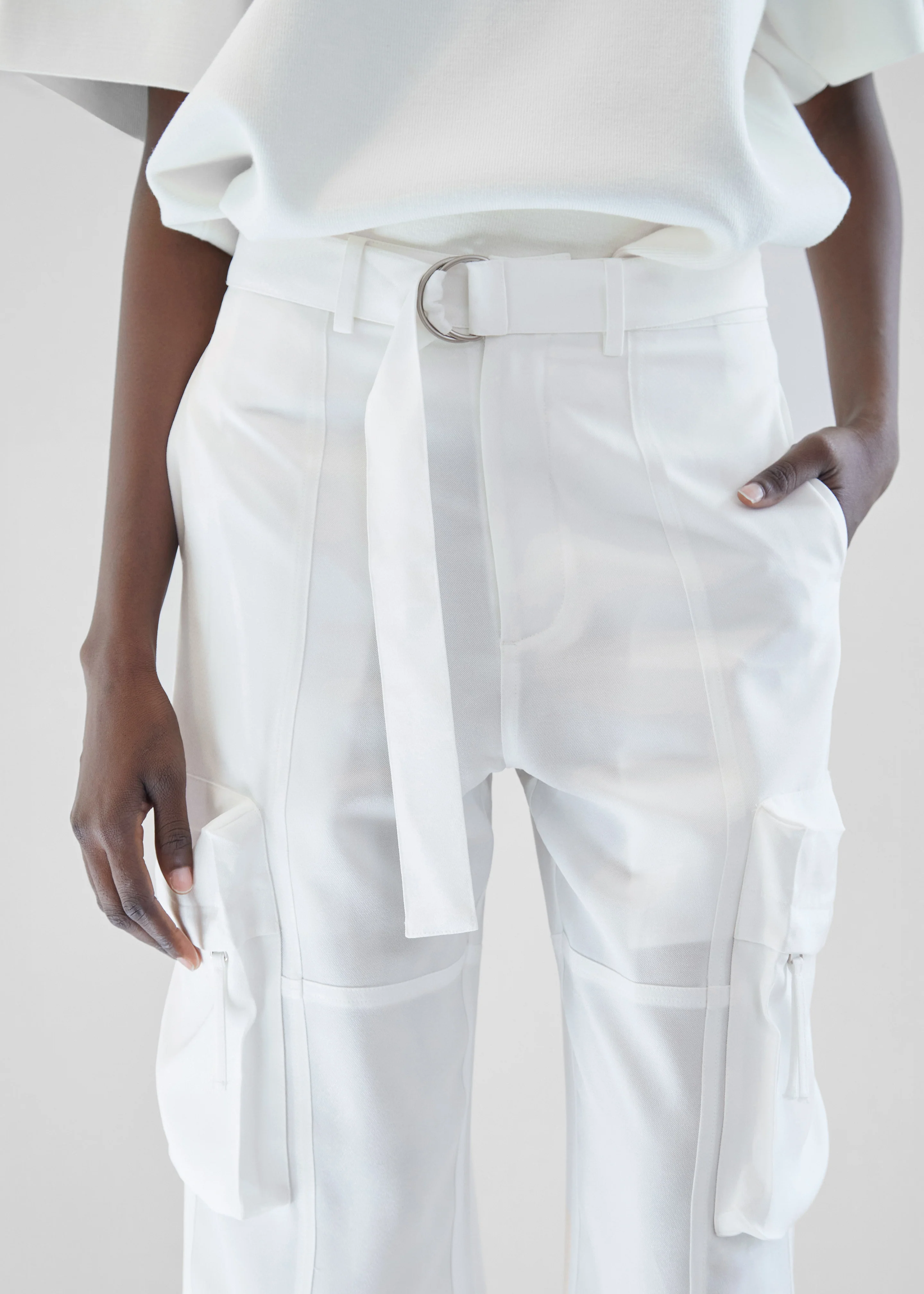 Kelly Fluid Cargo Pants - White - Image 4