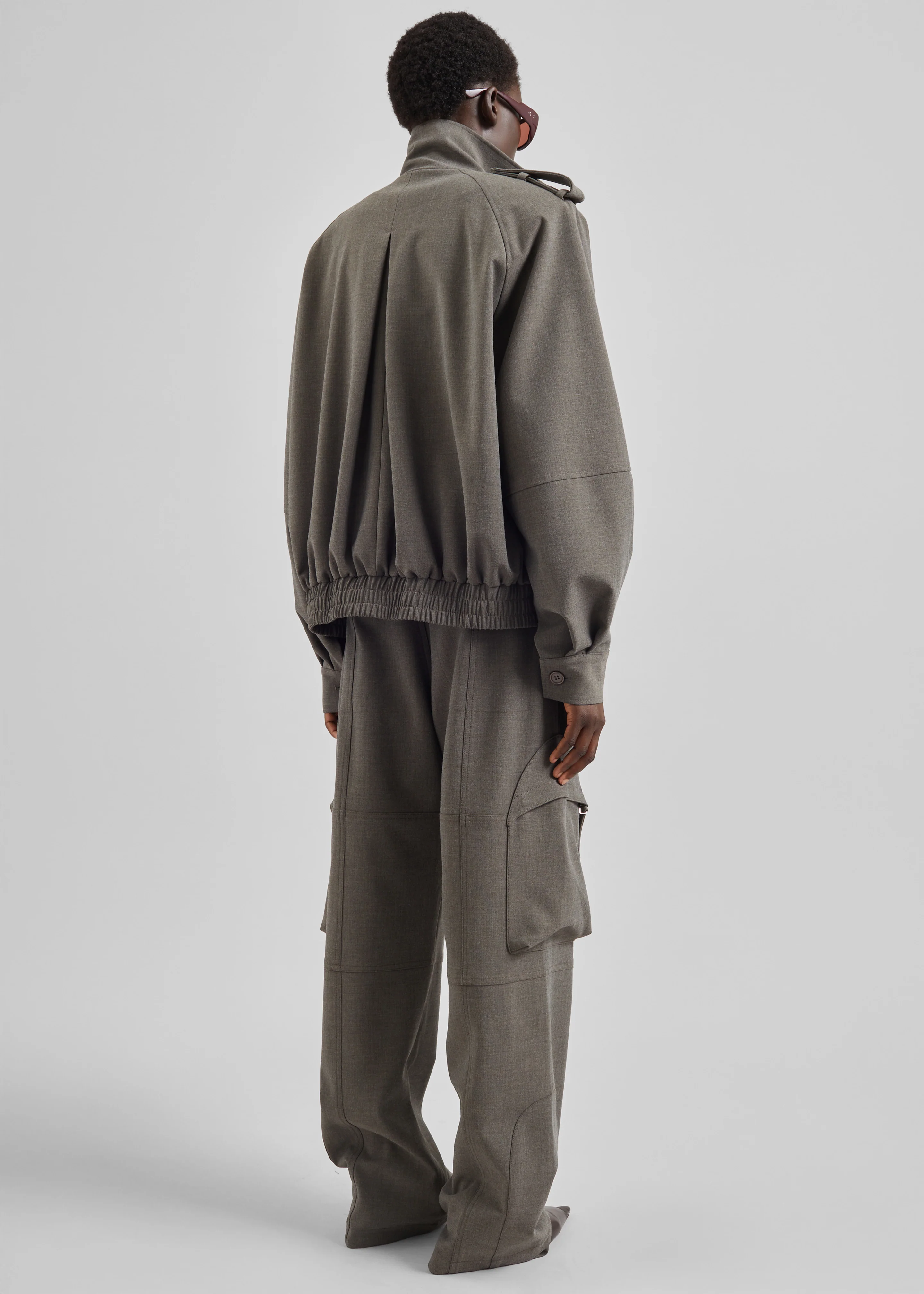 Kelly Padded Double Weave Blouson - Taupe Melange - Image 6