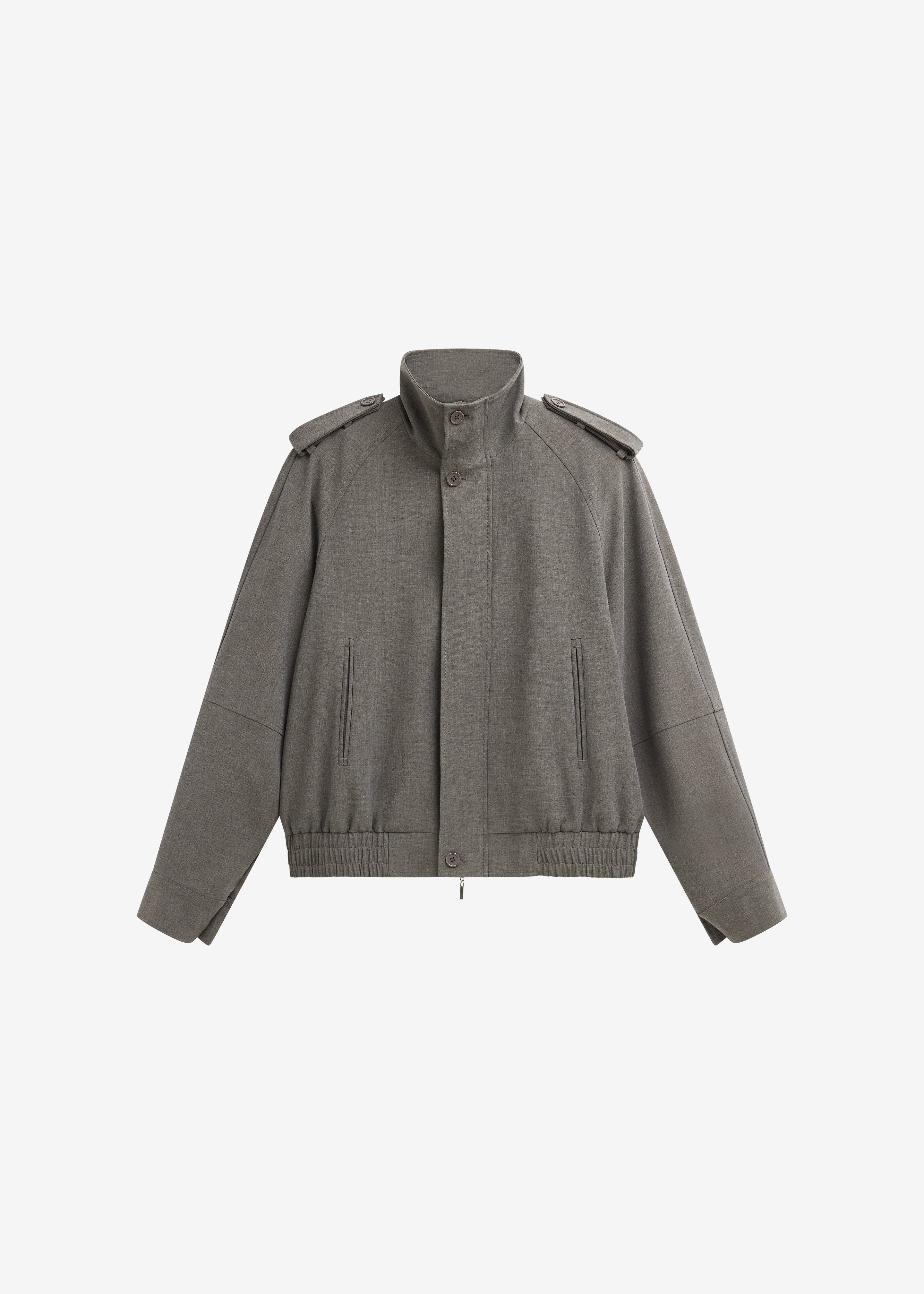 Kelly Padded Double Weave Blouson - Taupe Melange - Image 7