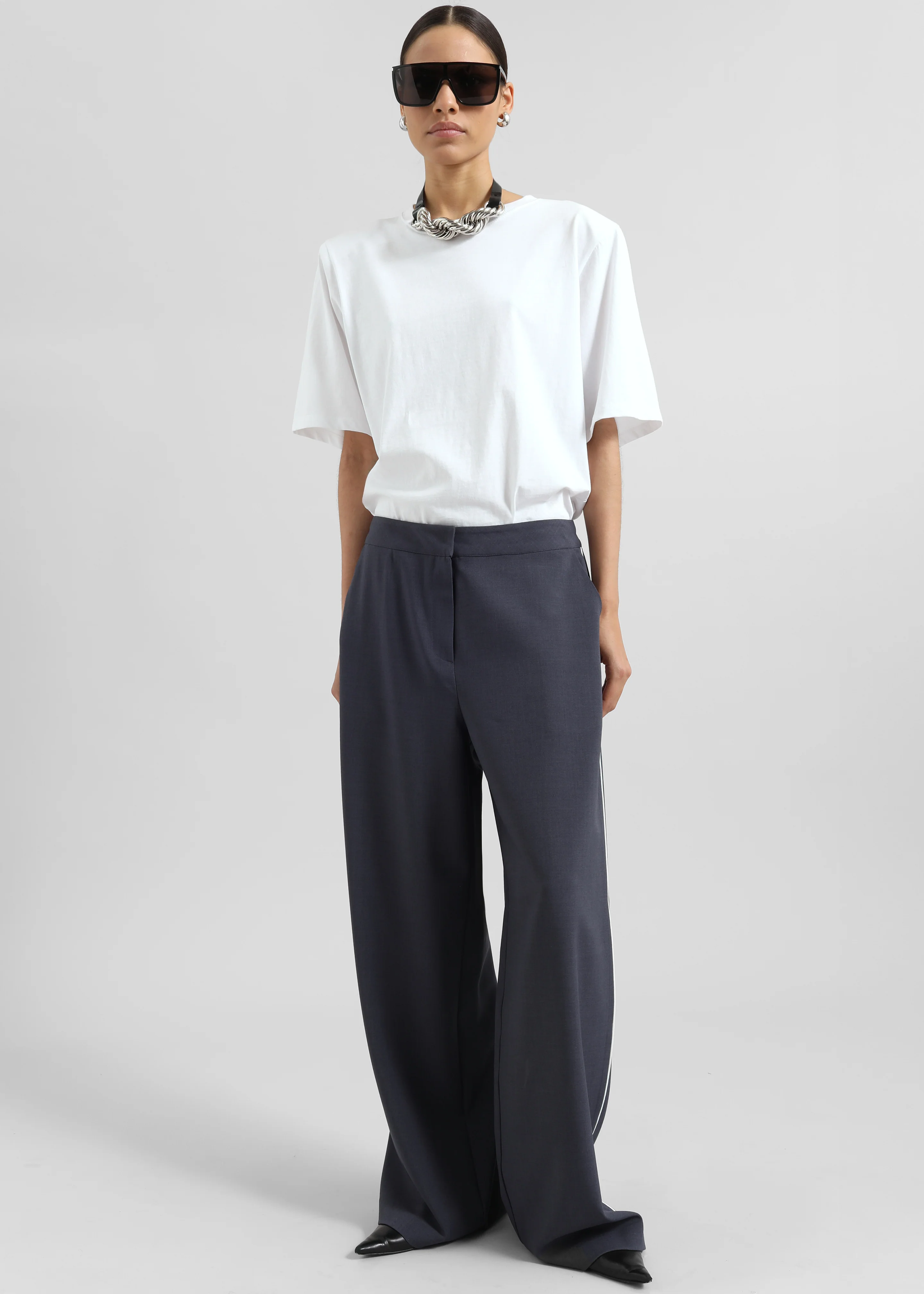 Kemi Contrast Trim Pants - Dark Blue - Image 2
