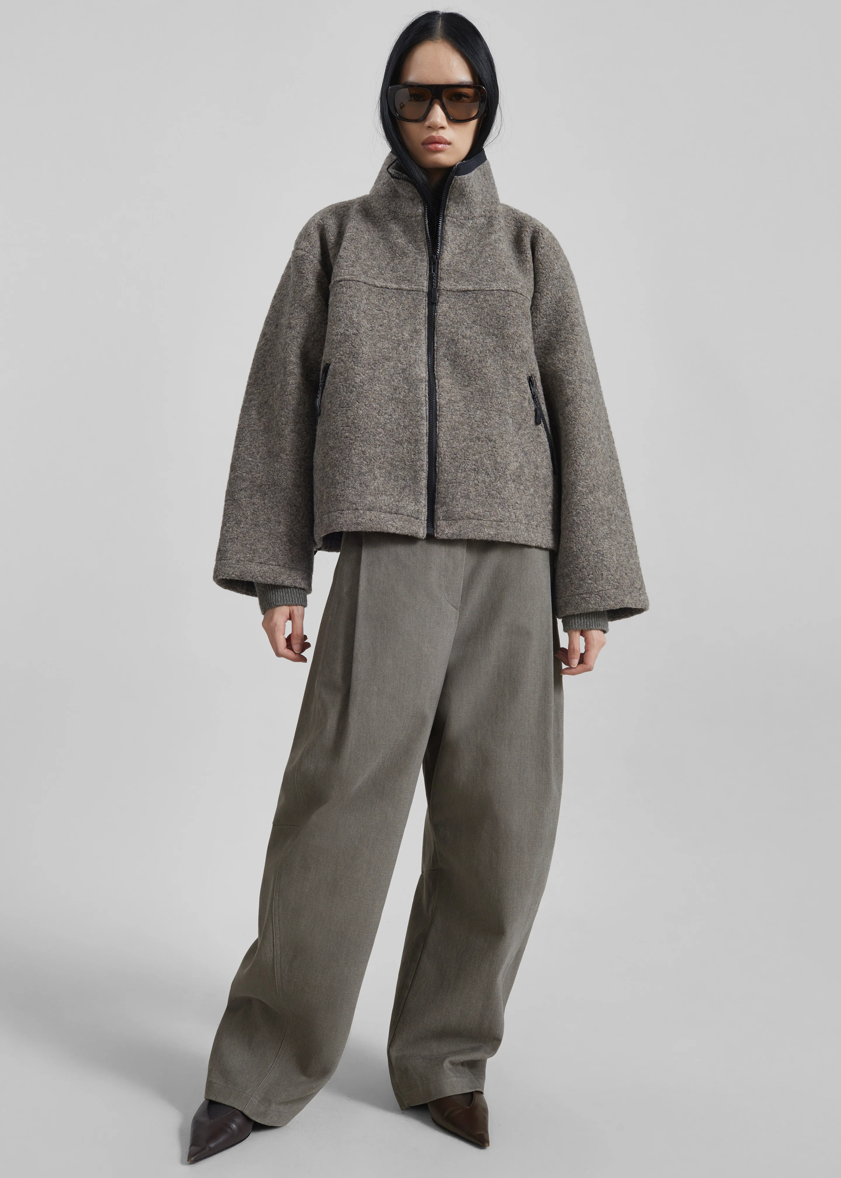 Kenei Fleece Zip Jacket - Greige Melange - Image 2