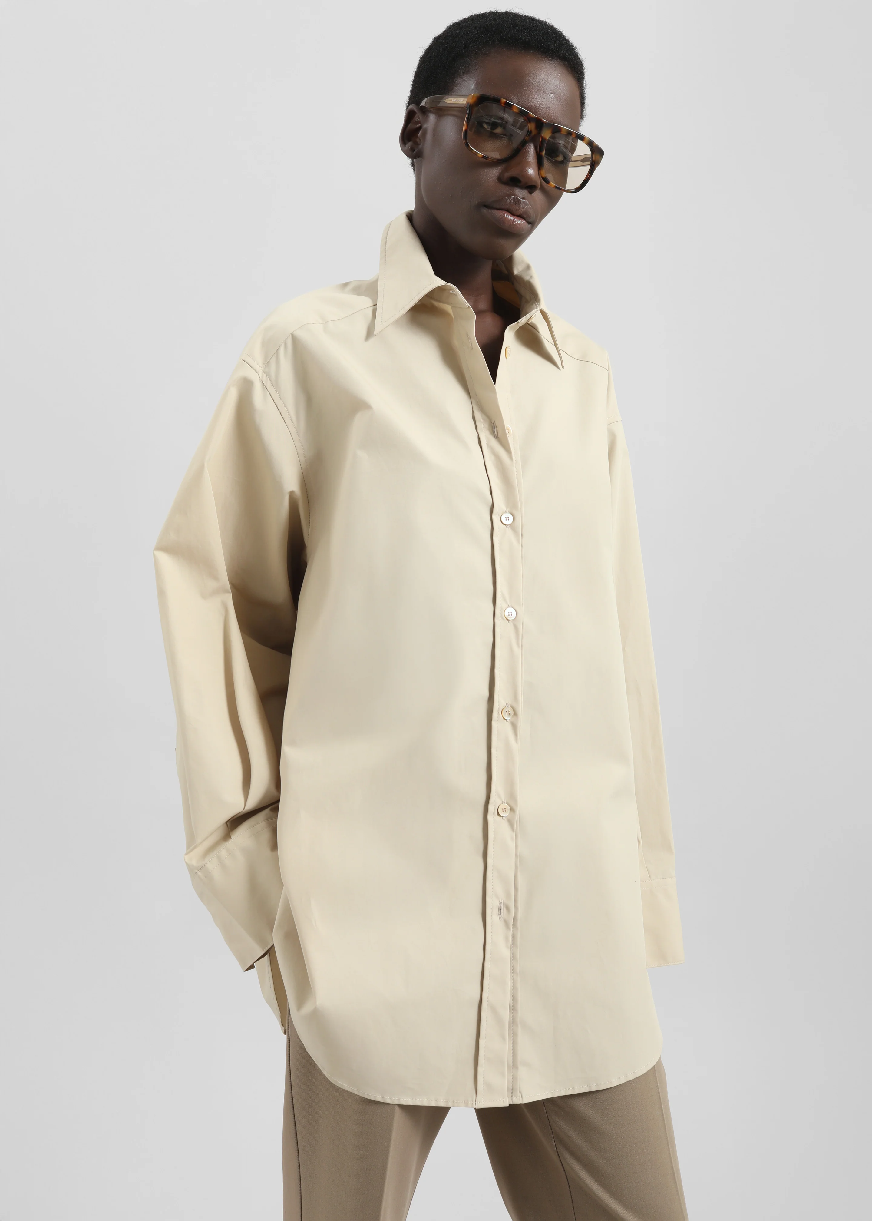 Kent Button Up Shirt - Beige - Image 6