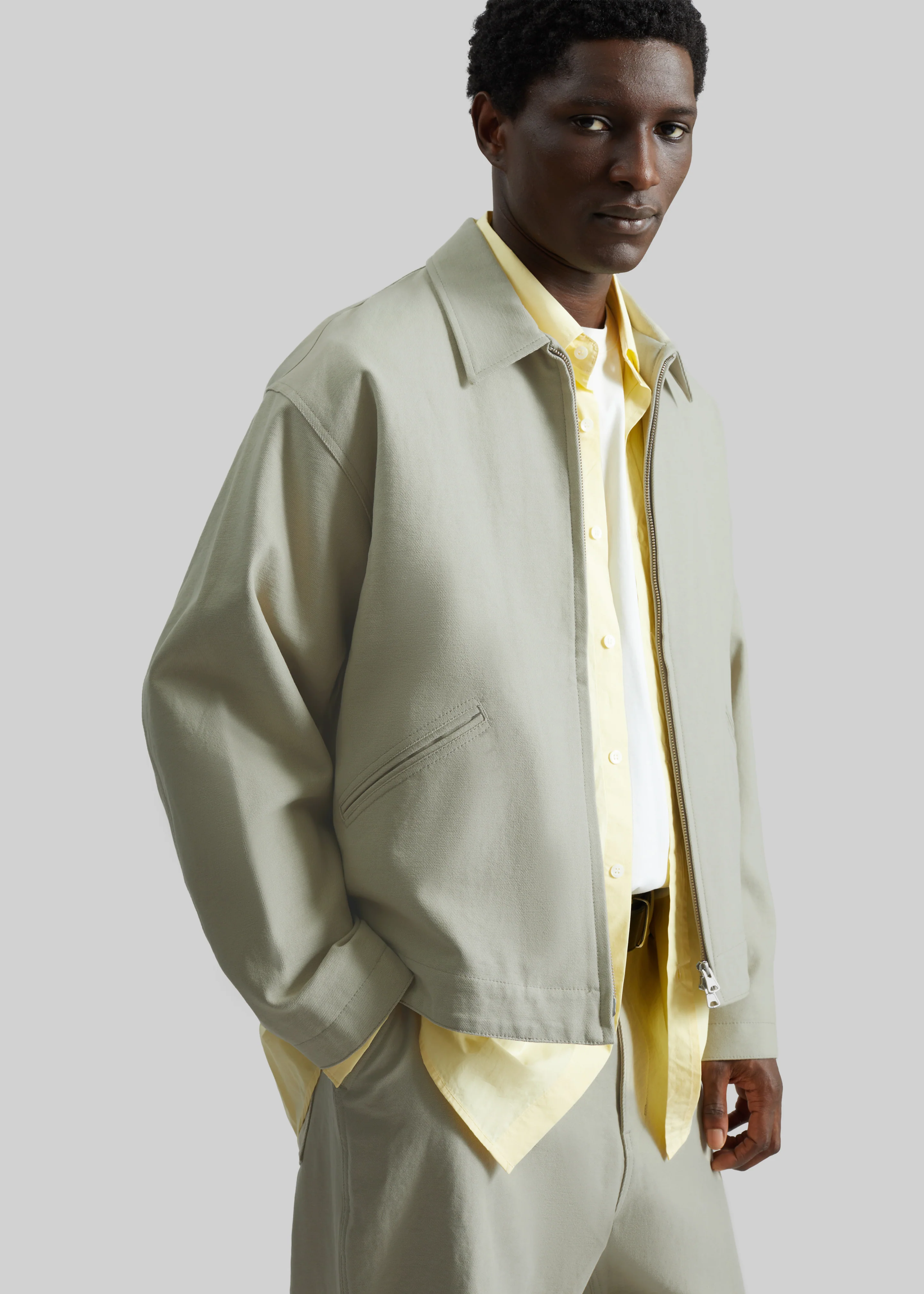 Kenton Cotton Zip Jacket - Beige - Image 10