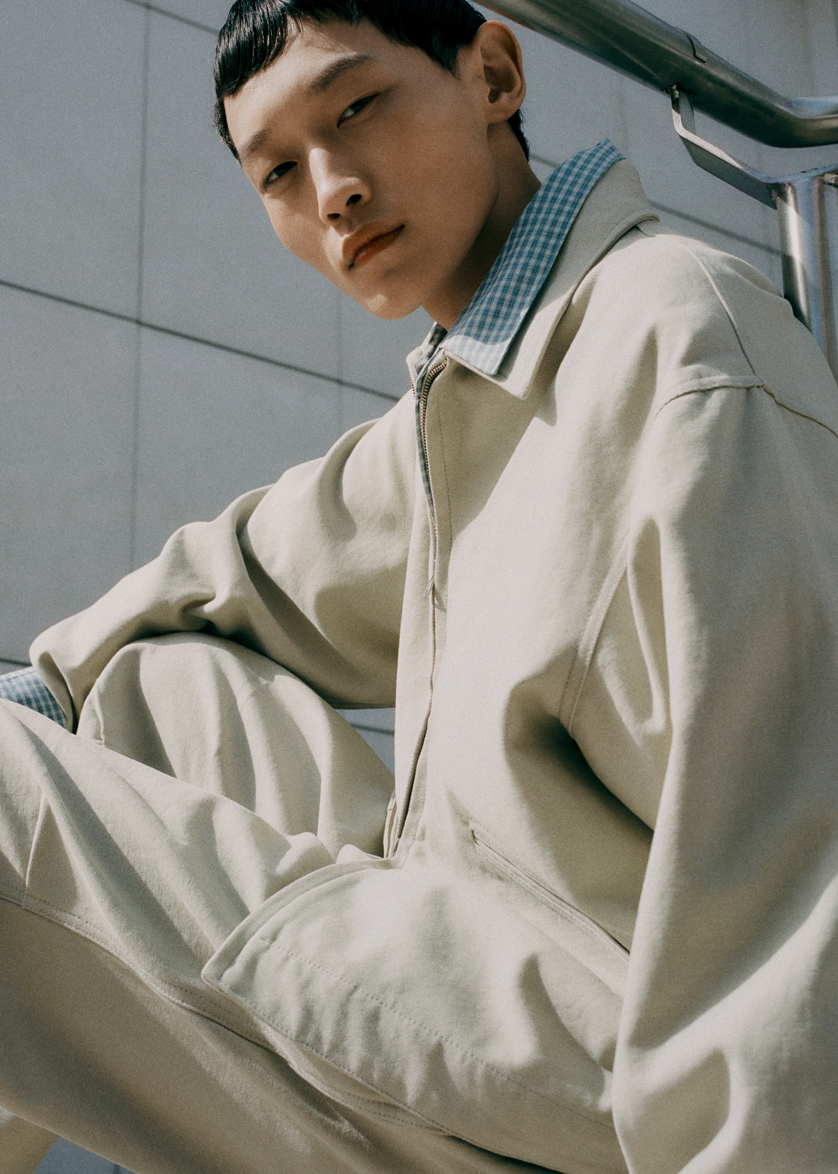 Kenton Cotton Zip Jacket - Beige - Image 8