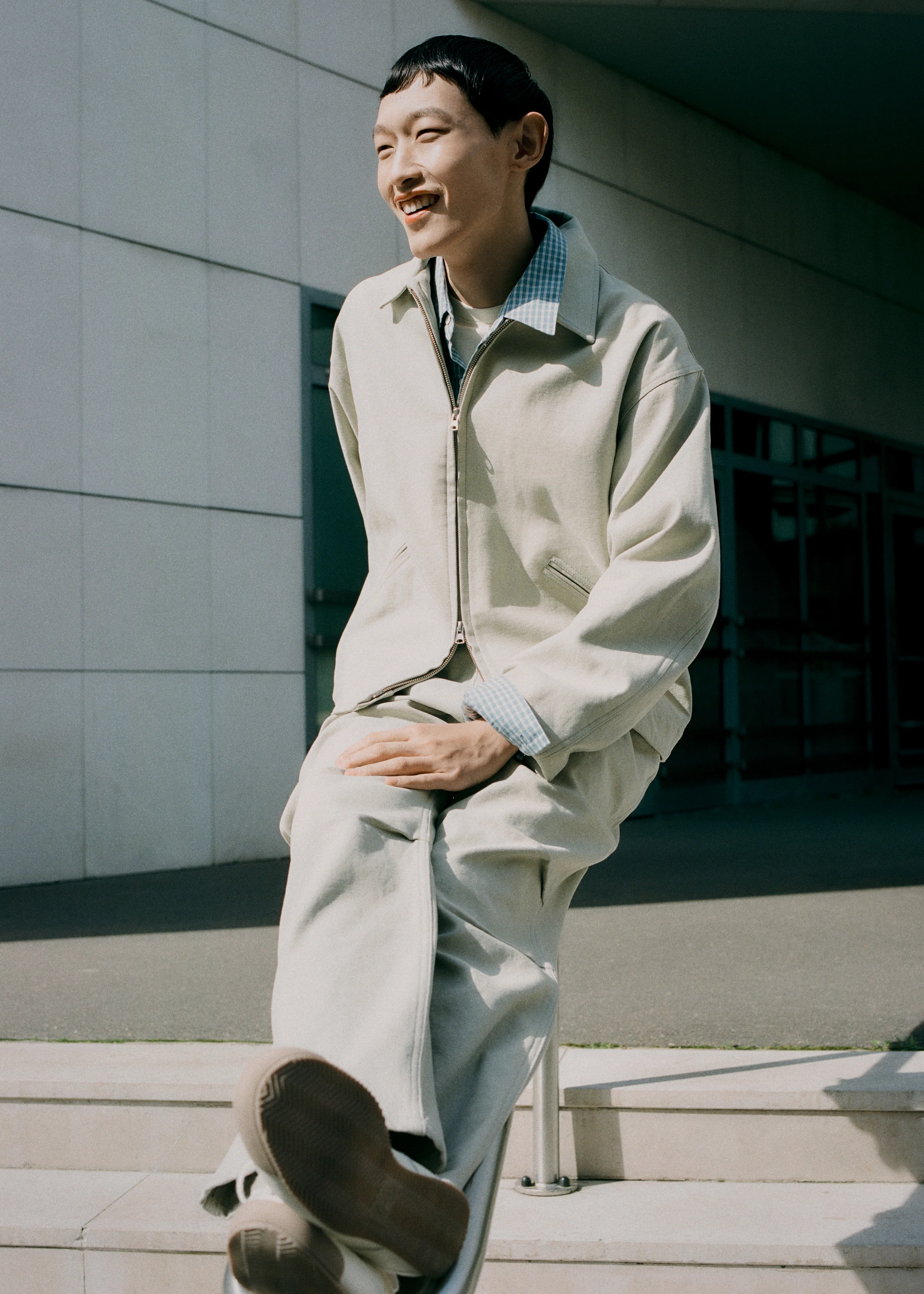 Kenton Cotton Zip Jacket - Beige - Image 9