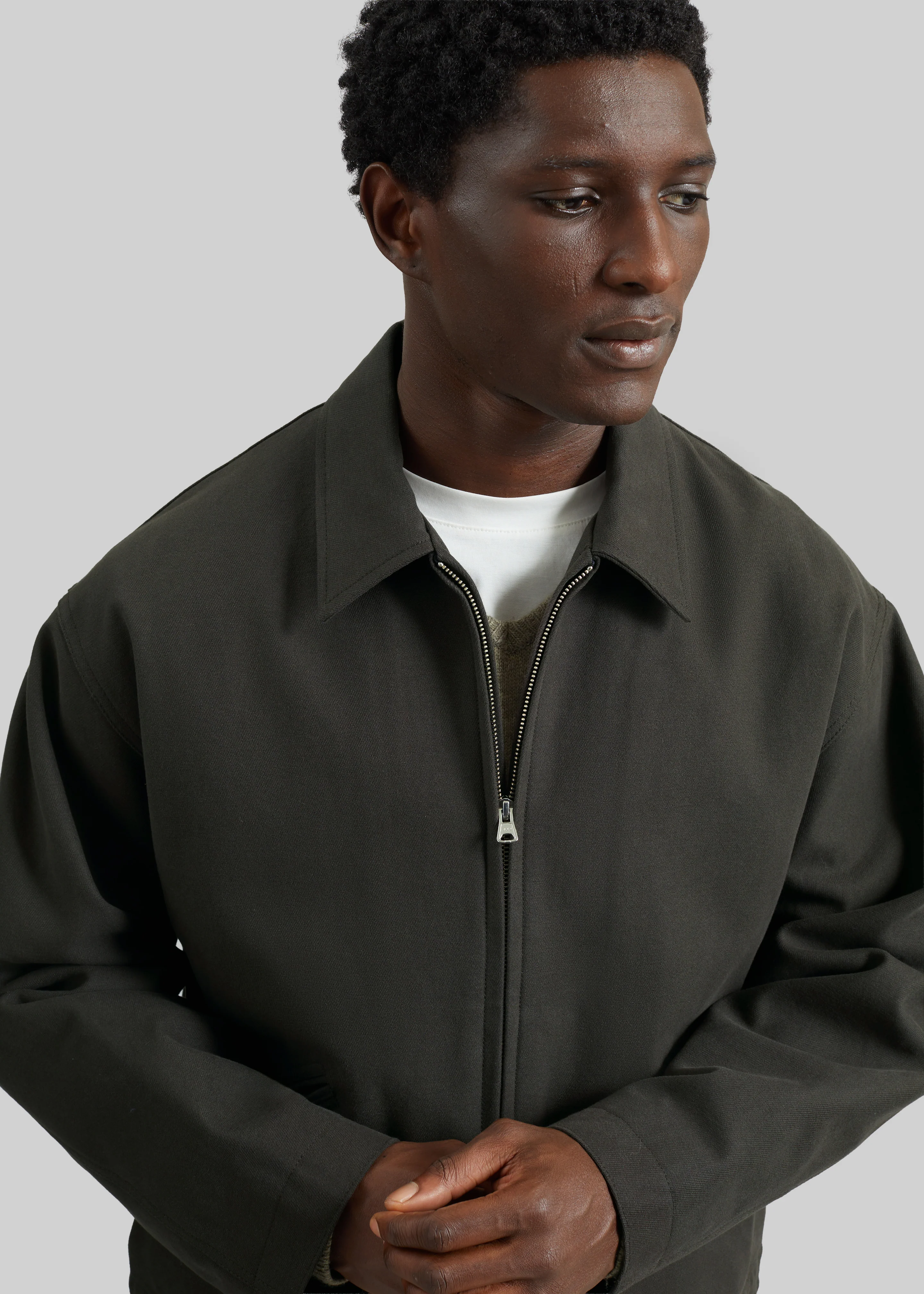 Kenton Cotton Zip Jacket - Charcoal - Image 2