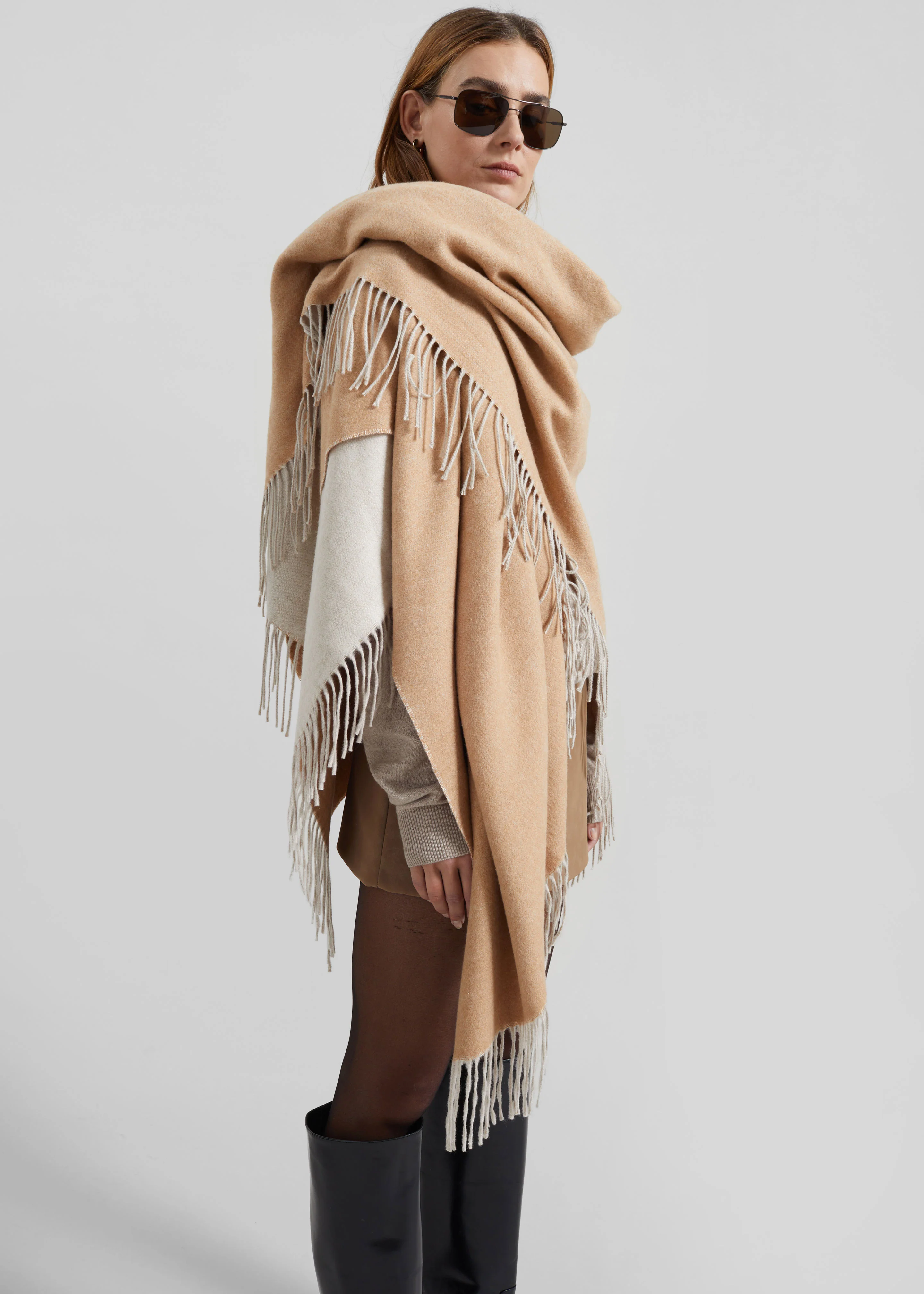 Kera Reversible Throw Blanket - Camel/Cream - Image 3