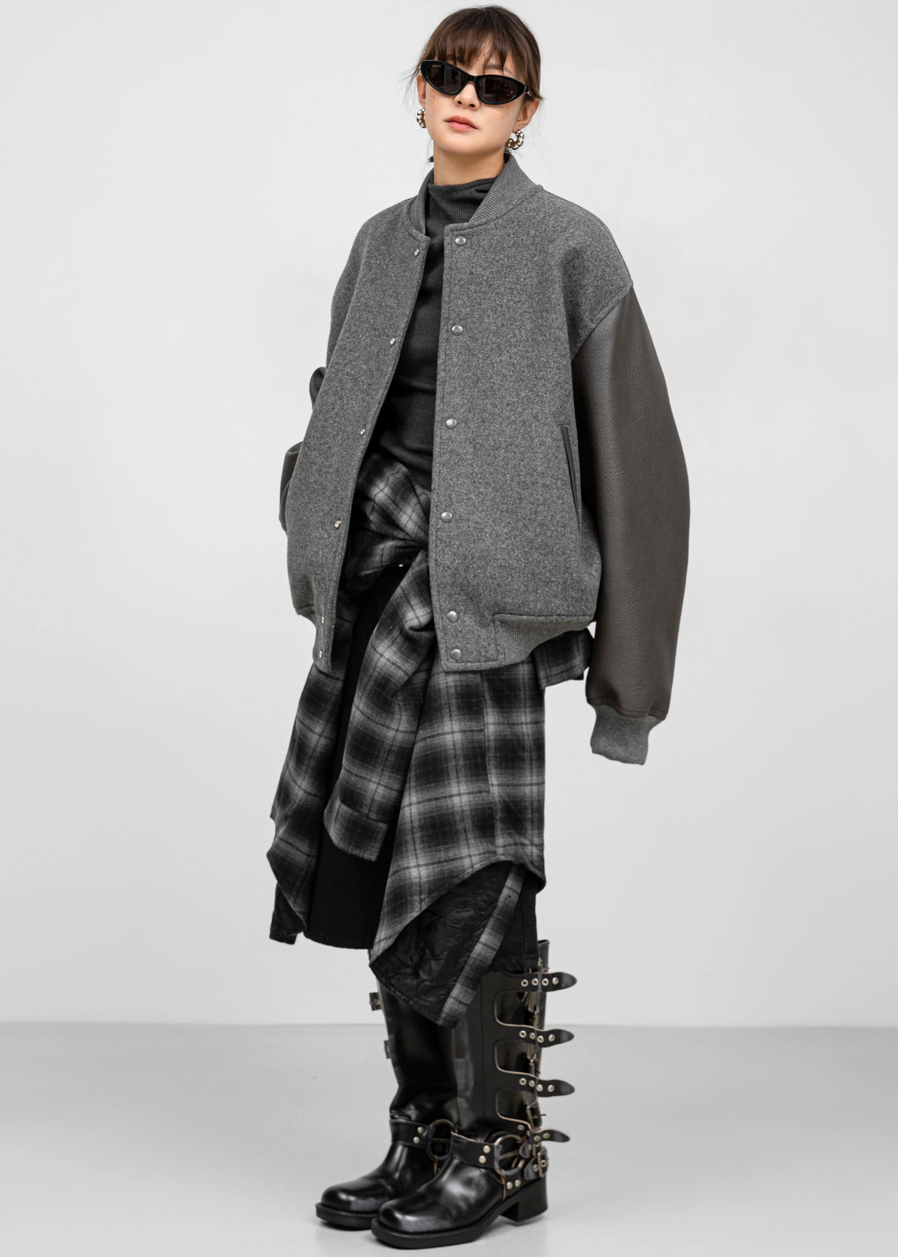 Kerava Oversized Bomber Jacket - Grey - Image 10
