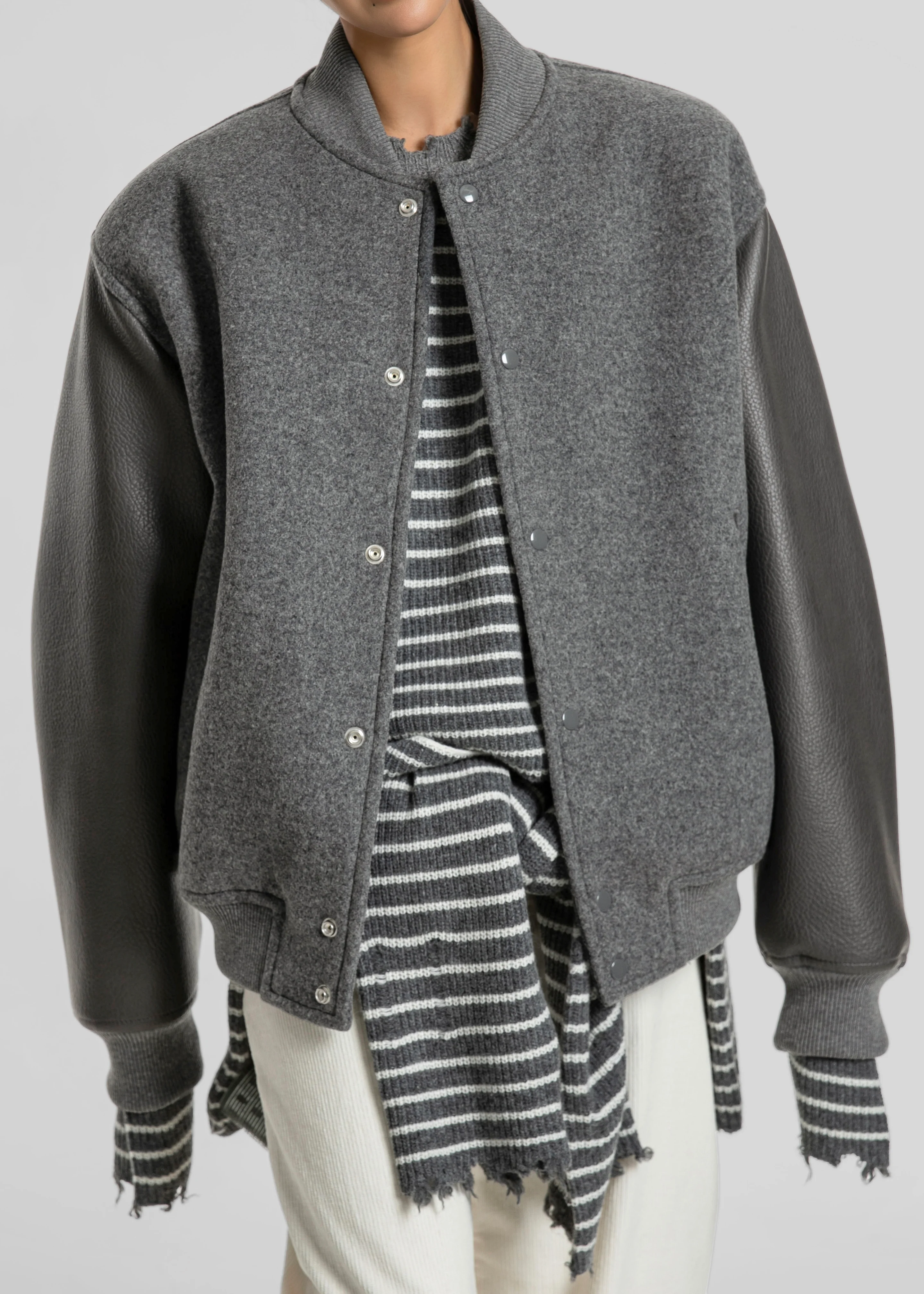 Kerava Oversized Bomber Jacket - Grey - Image 5