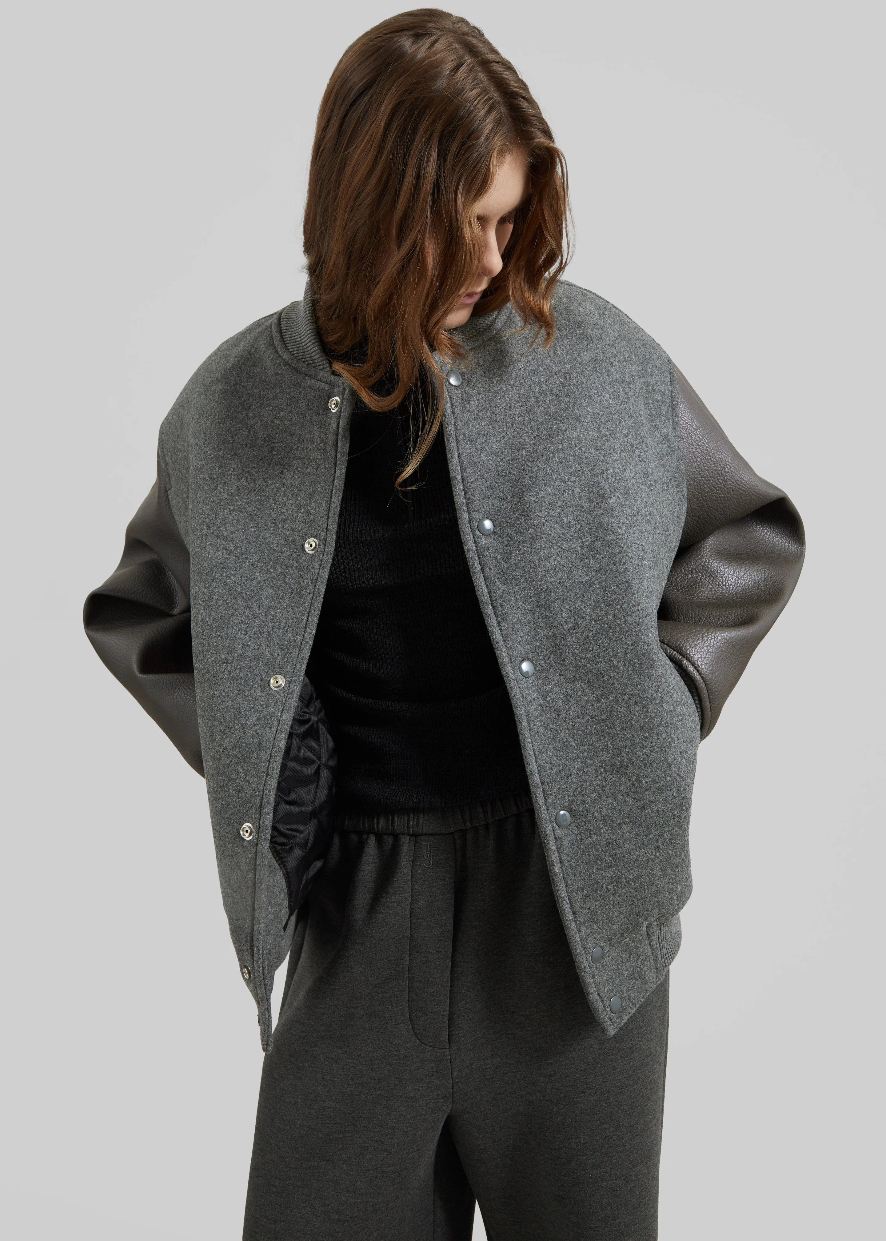 Kerava Oversized Bomber Jacket - Grey - Image 6
