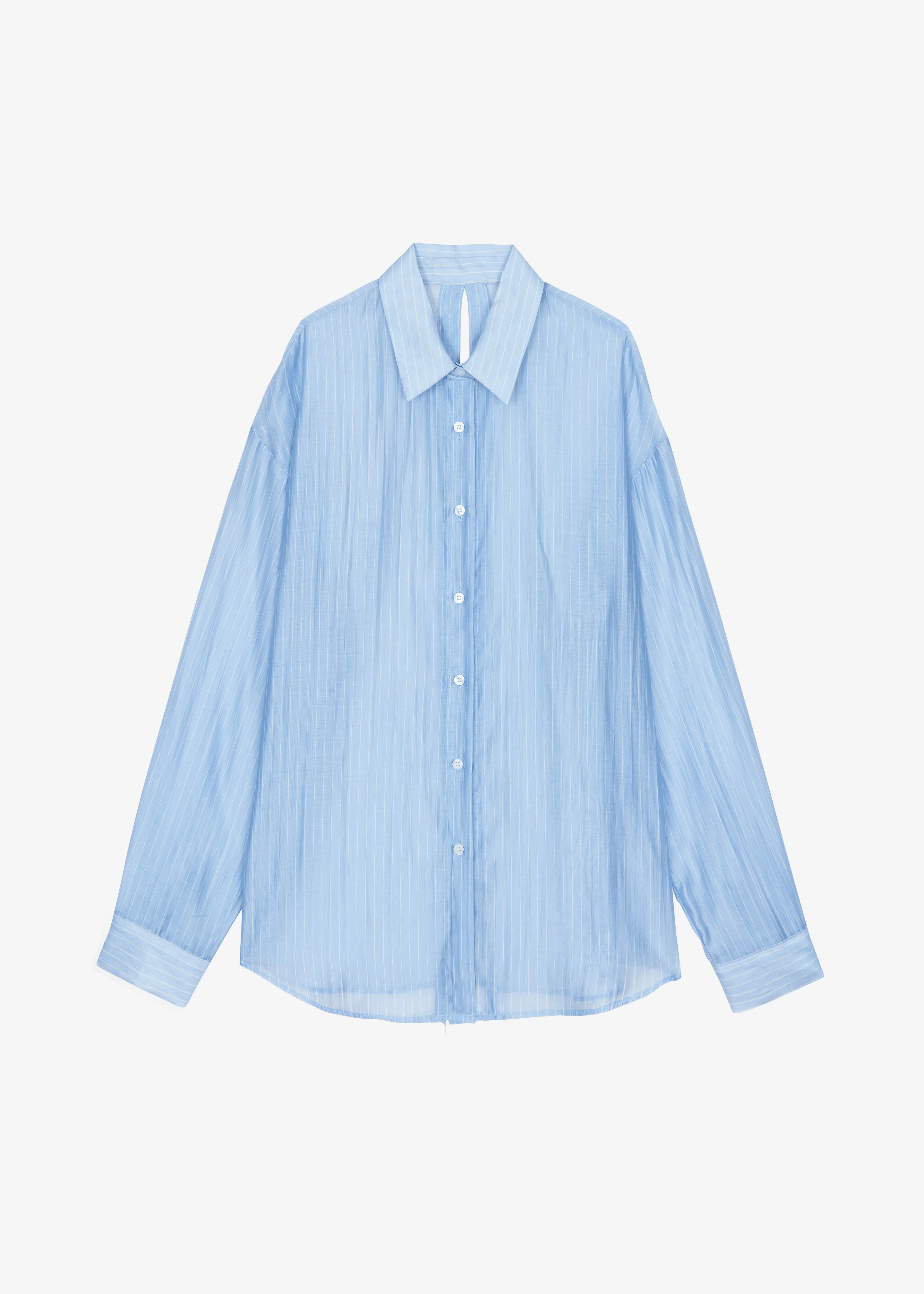 Kesin Open Back Shirt - Blue/White Stripe - Image 8
