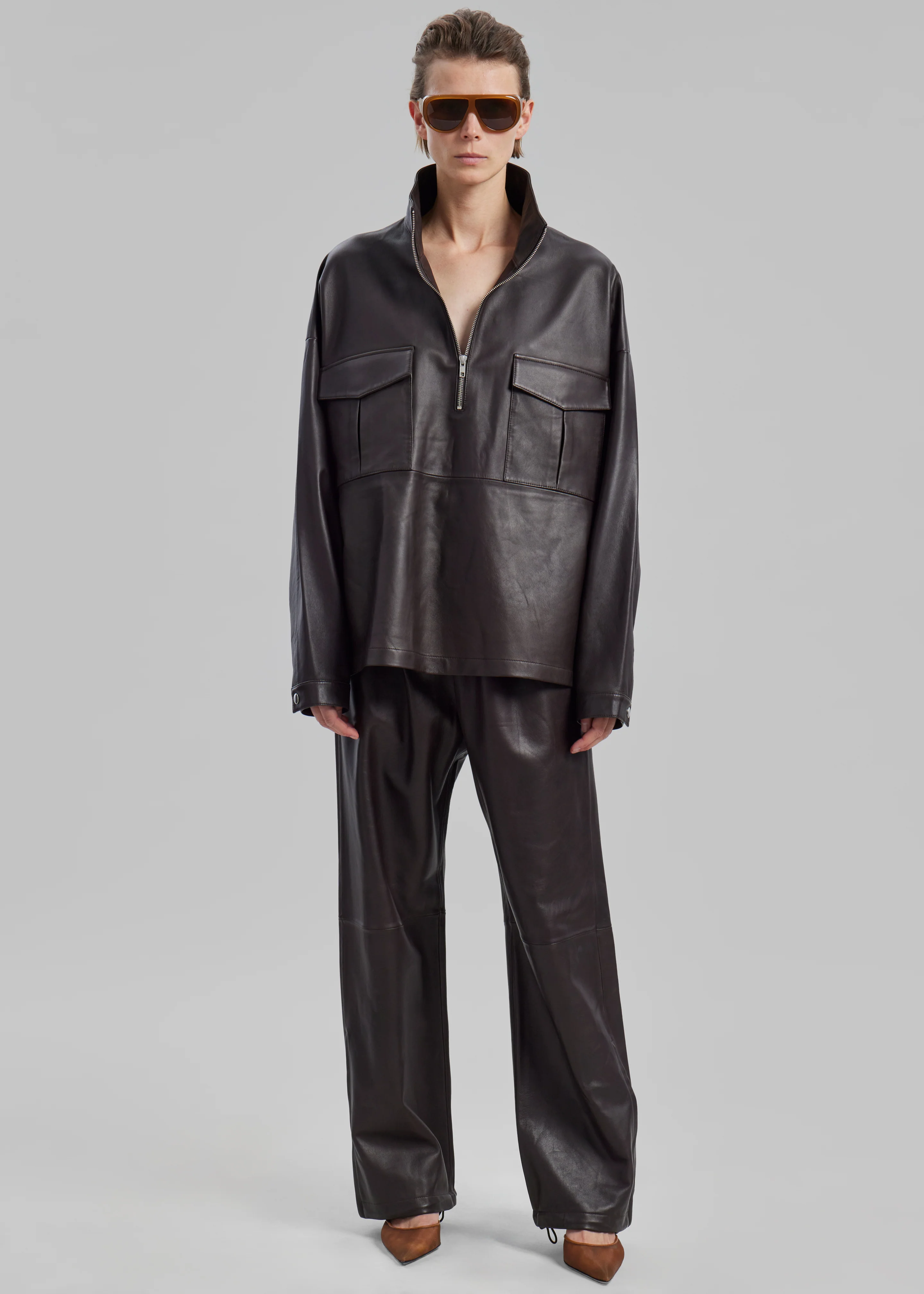 Kevin Leather Trousers - Brown - Image 4