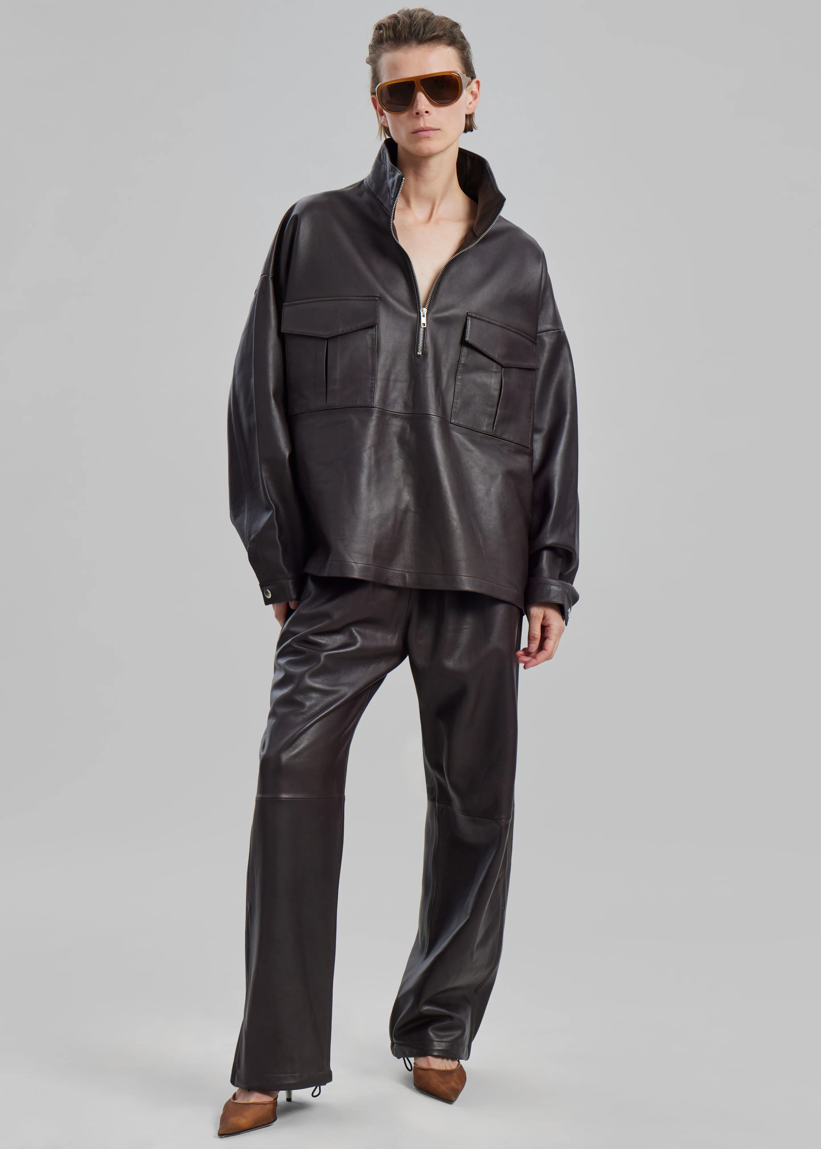 Kevin Leather Trousers - Brown - Image 8